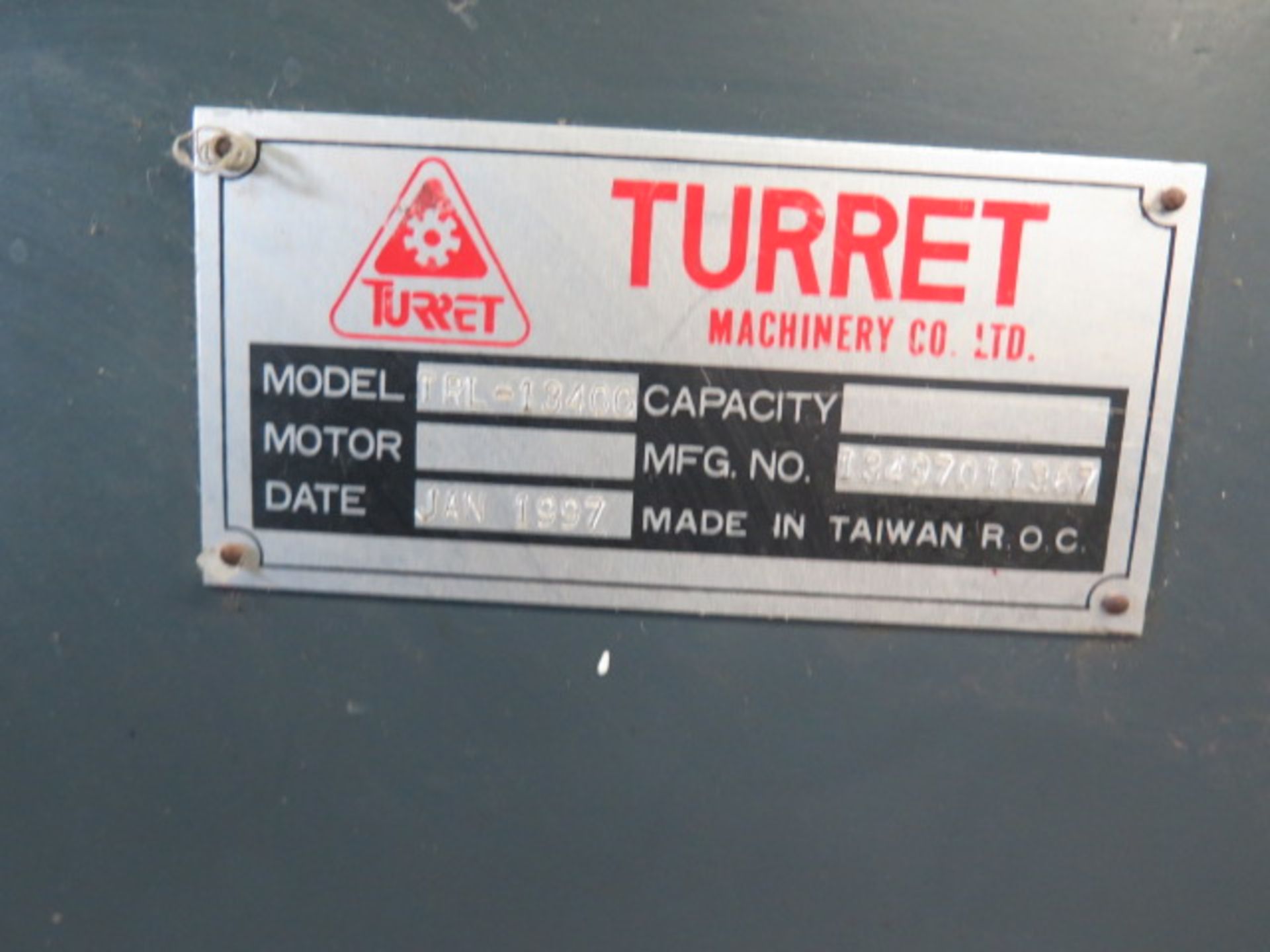 1997 Turret “Turnmaster” TRL-1340G 13” x 40” Geared Head Gap Bed Lathe s/n 13497011367, SOLD AS IS - Image 13 of 13