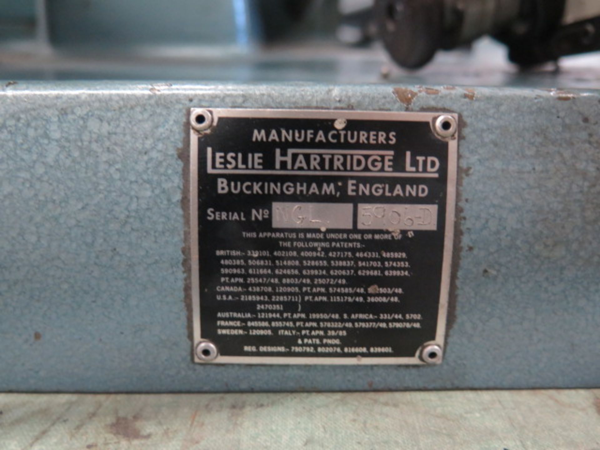 Leslie Hartridge Tool Grinder (NO FIXTURE) s/n NGL-5906-D (NO CART) (SOLD AS-IS - NO WARRANTY) - Image 8 of 8