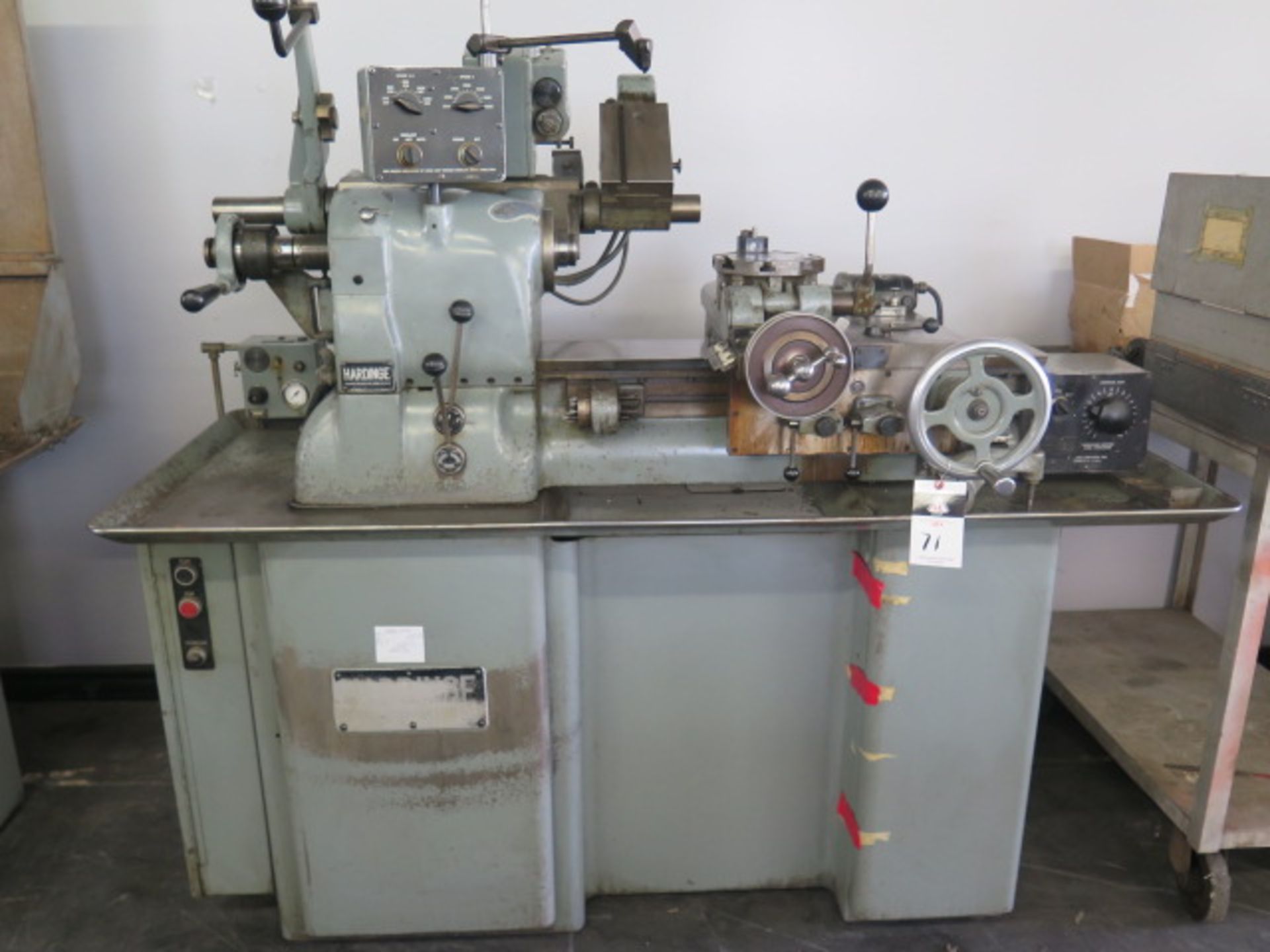 Hardinge HC Hand Chucker s/n HC-1668-E w/ 125-3000 RPM, Threading Attachment, 8-Station, SOLD AS IS