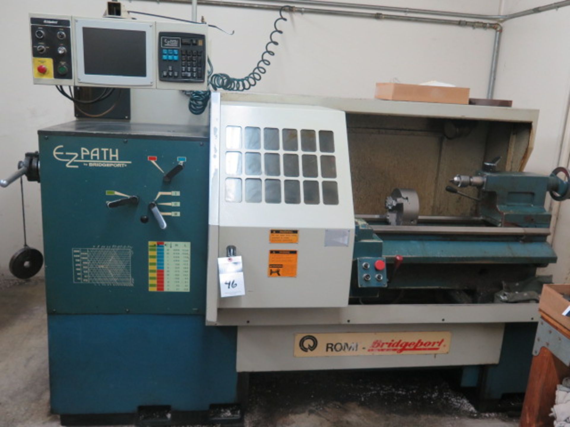 Romi-Bridgeport 14” x 40” CNC Lathe w/ EZ-Path Controls, 37.5-3000 RPM, TS, 8” Chuck, SOLD AS IS