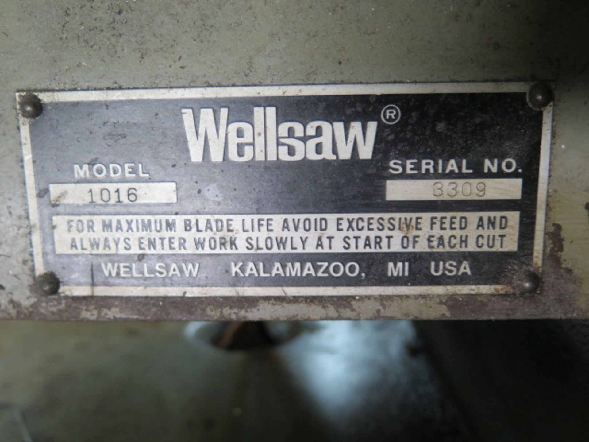 Wellsaw mdl. 1016 10” Horizontal Band Saw s/n 8309 w/ Manual Clamping, Work Stop, Coolant SOLD AS-IS - Image 10 of 11