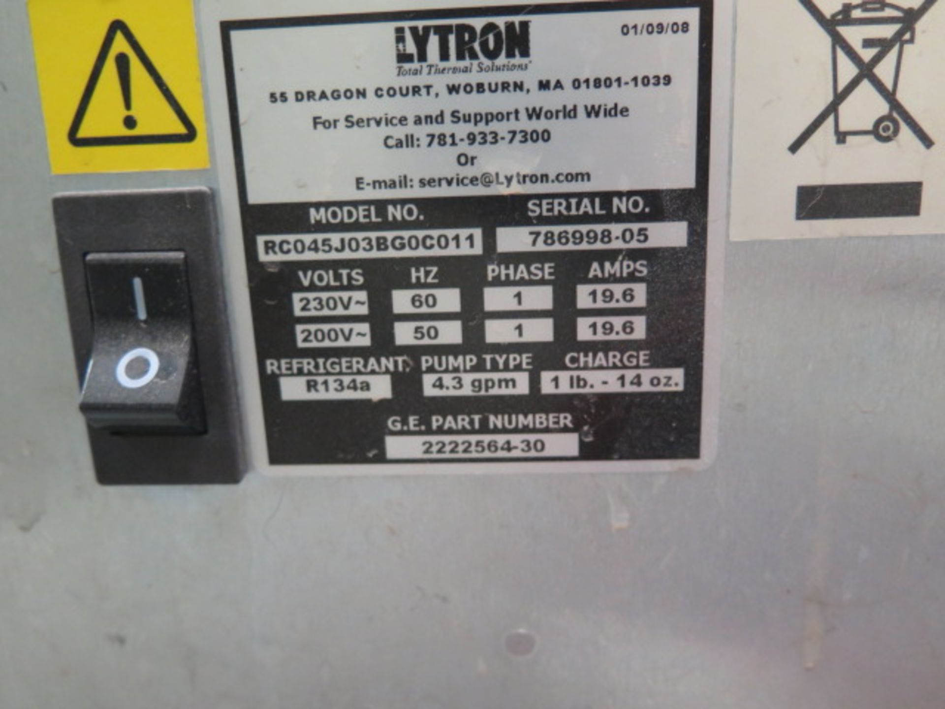 Lytron RC045J03BG0C011 Process Chiller s/n 786998-05 (SOLD AS-IS - NO WARRANTY) - Image 4 of 4