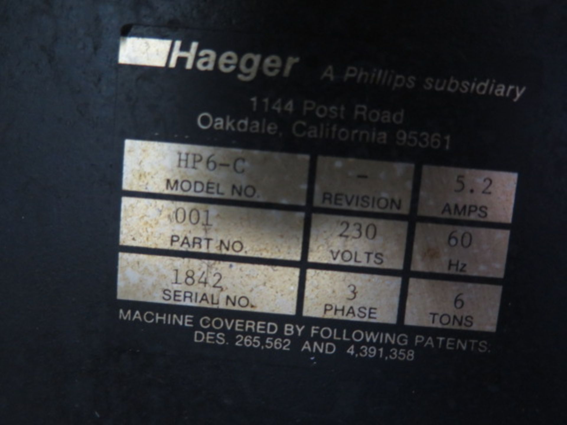 Haeger HP6-C 6 Ton x 18” Hardware Insertion Press s/n 1843 w/ Vibratory Bowl Feeder, SOLD AS IS - Image 14 of 14