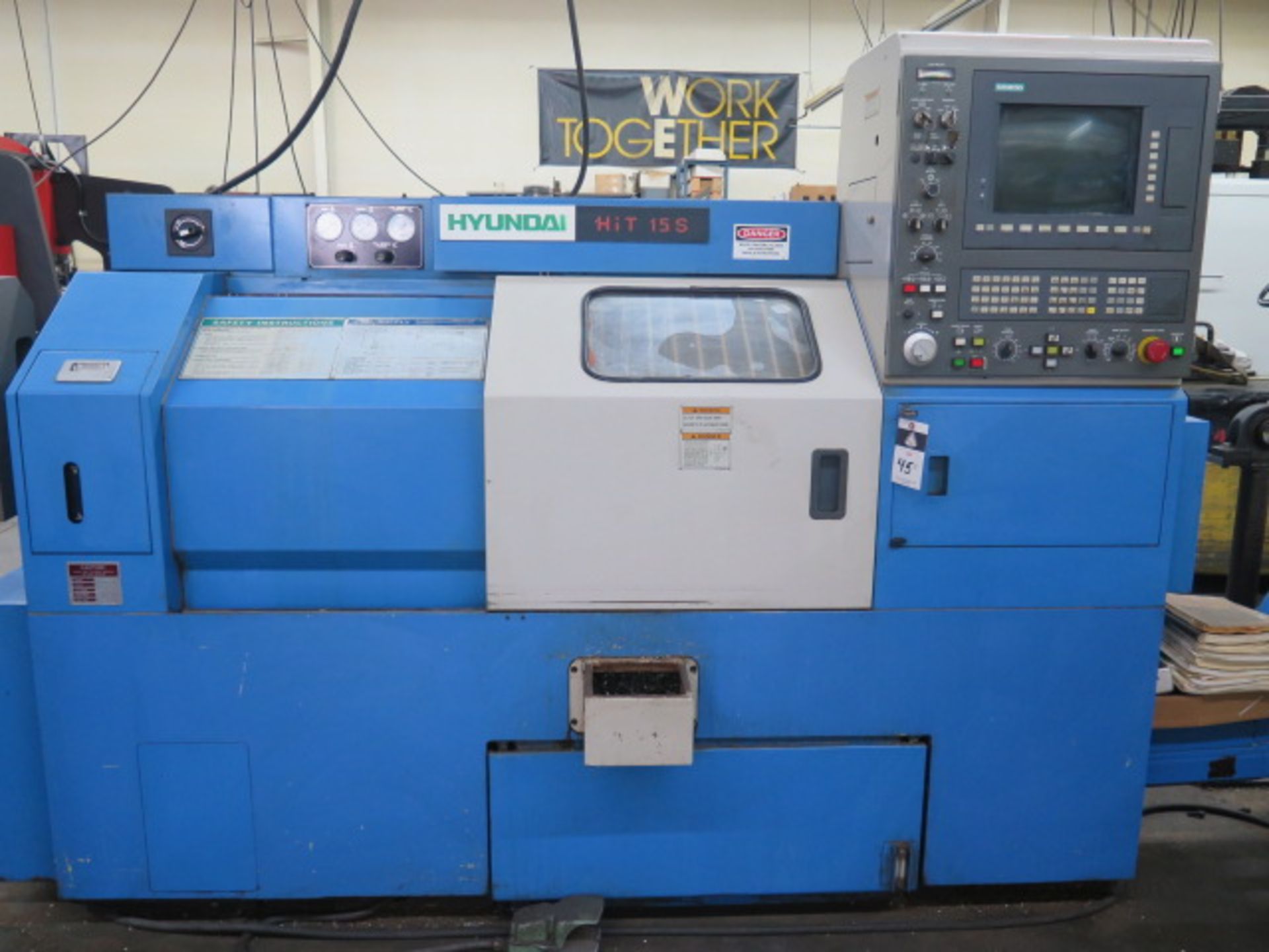 Hyundai HiT 15S CNC Turning Center s/n 5-009 w/ Siemens Controls, Tool Presetter, SOLD AS IS