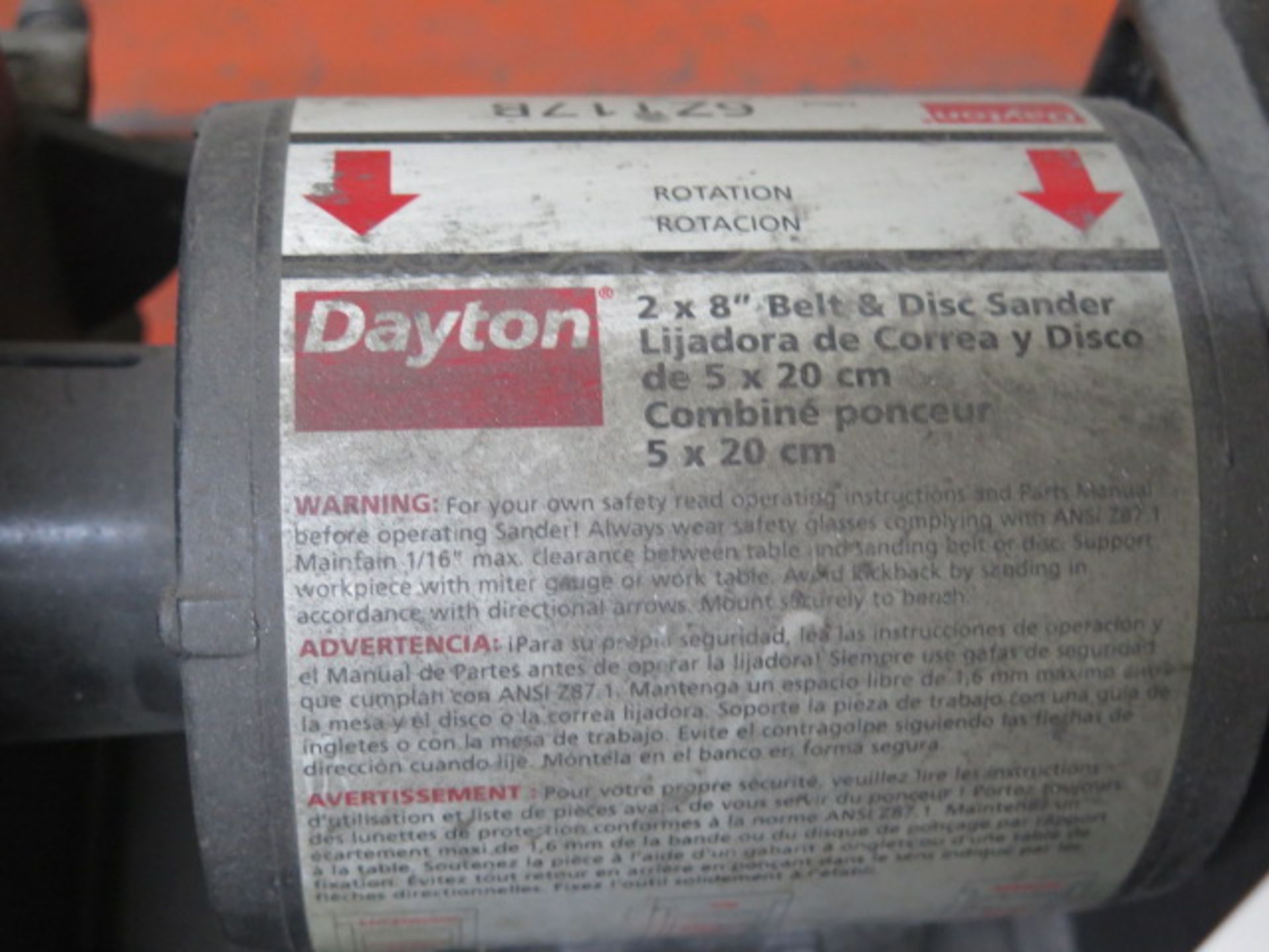 Dayton 2” Belt / 8” Disc Sander (SOLD AS-IS - NO WARRANTY) - Image 5 of 5