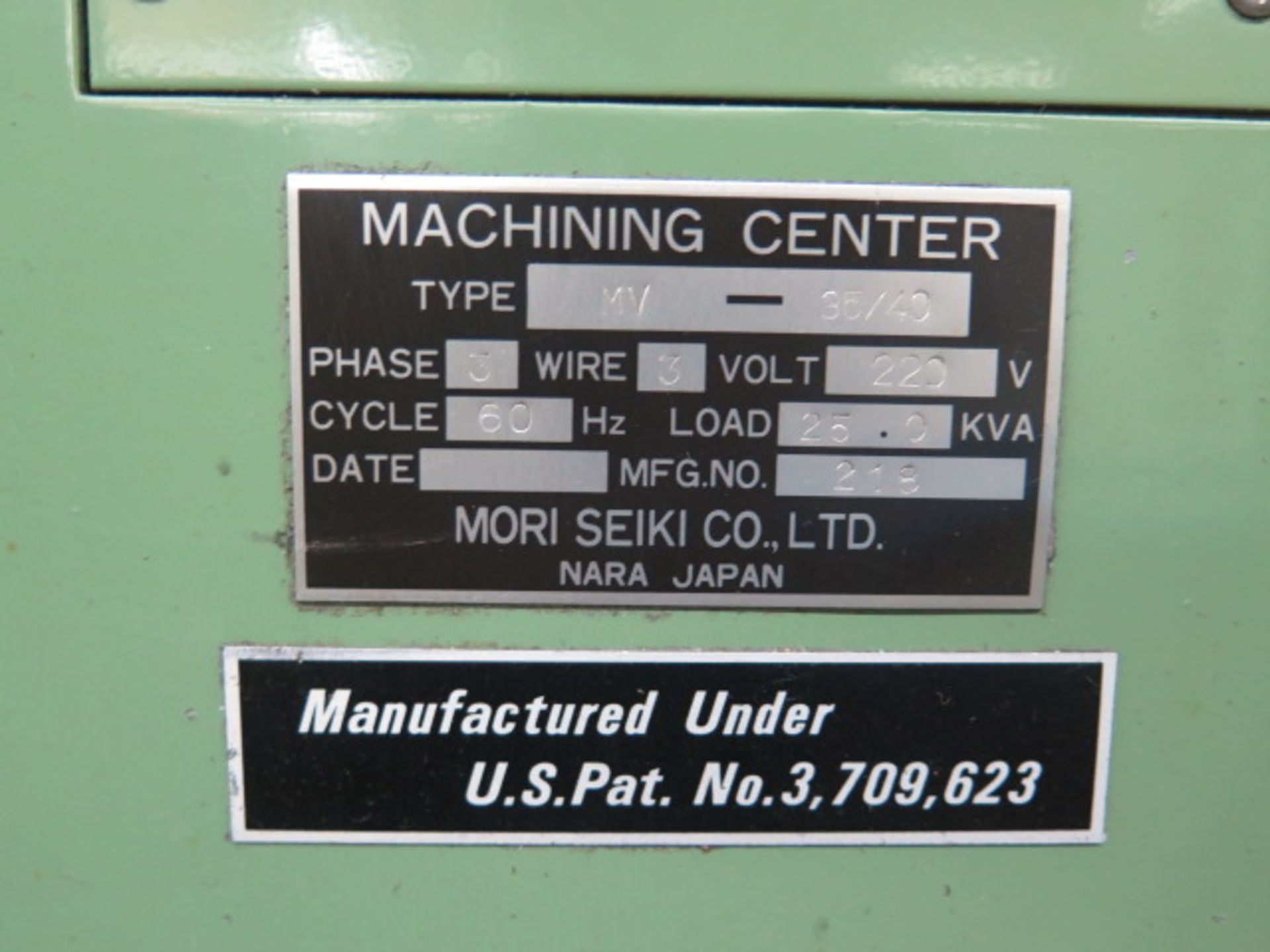 Mori Seiki MV 35/40 CNC VMC s/n 218 w/ Fanuc Controls, 20-Station ATC, BT-40, SOLD AS IS - Image 12 of 12