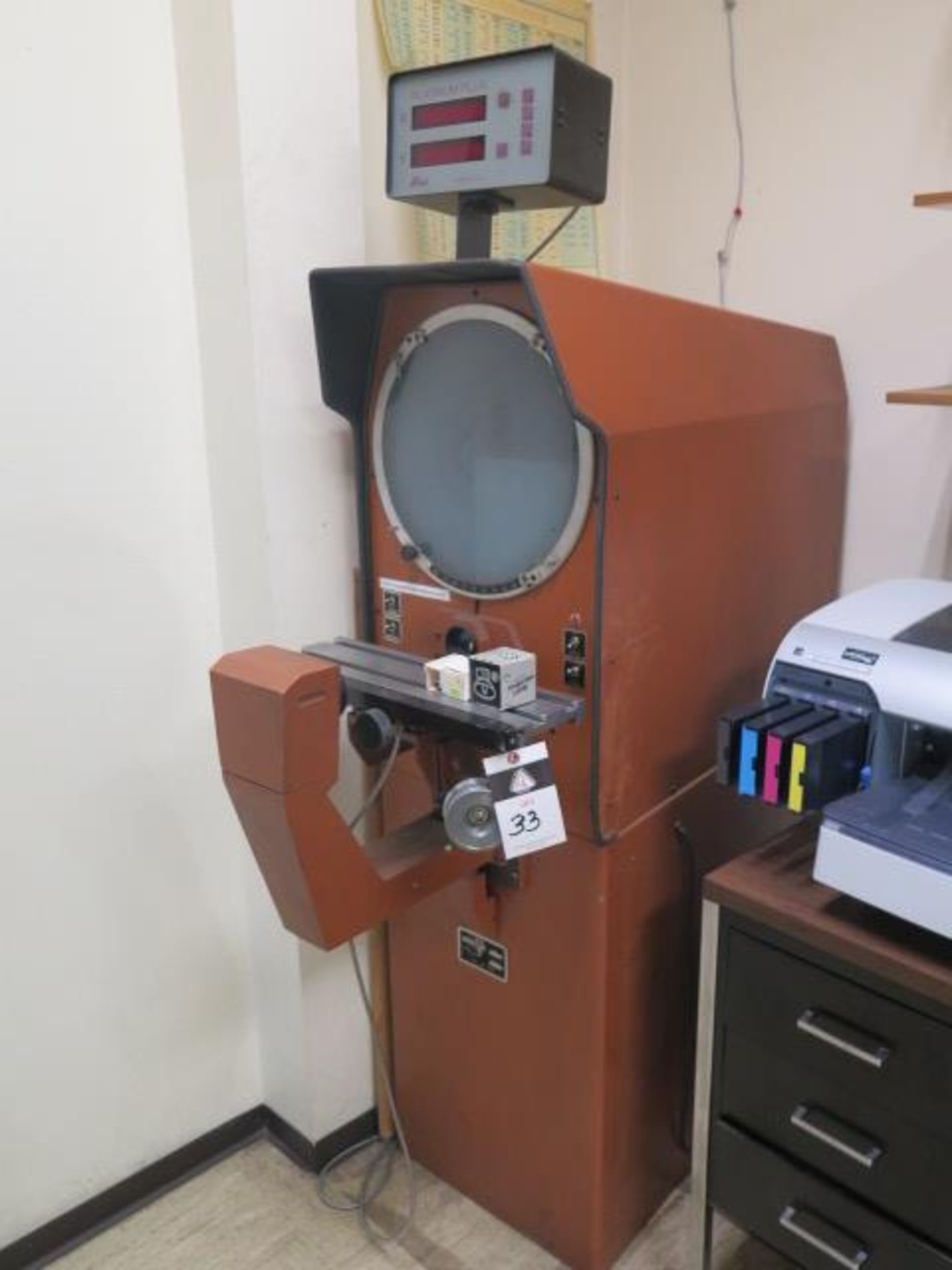 MicroVu mdl. M14 14” Floor Model Optical Comparator s/n 3521 w/ Enco Platinum Plus DRO, Surface - Image 2 of 11