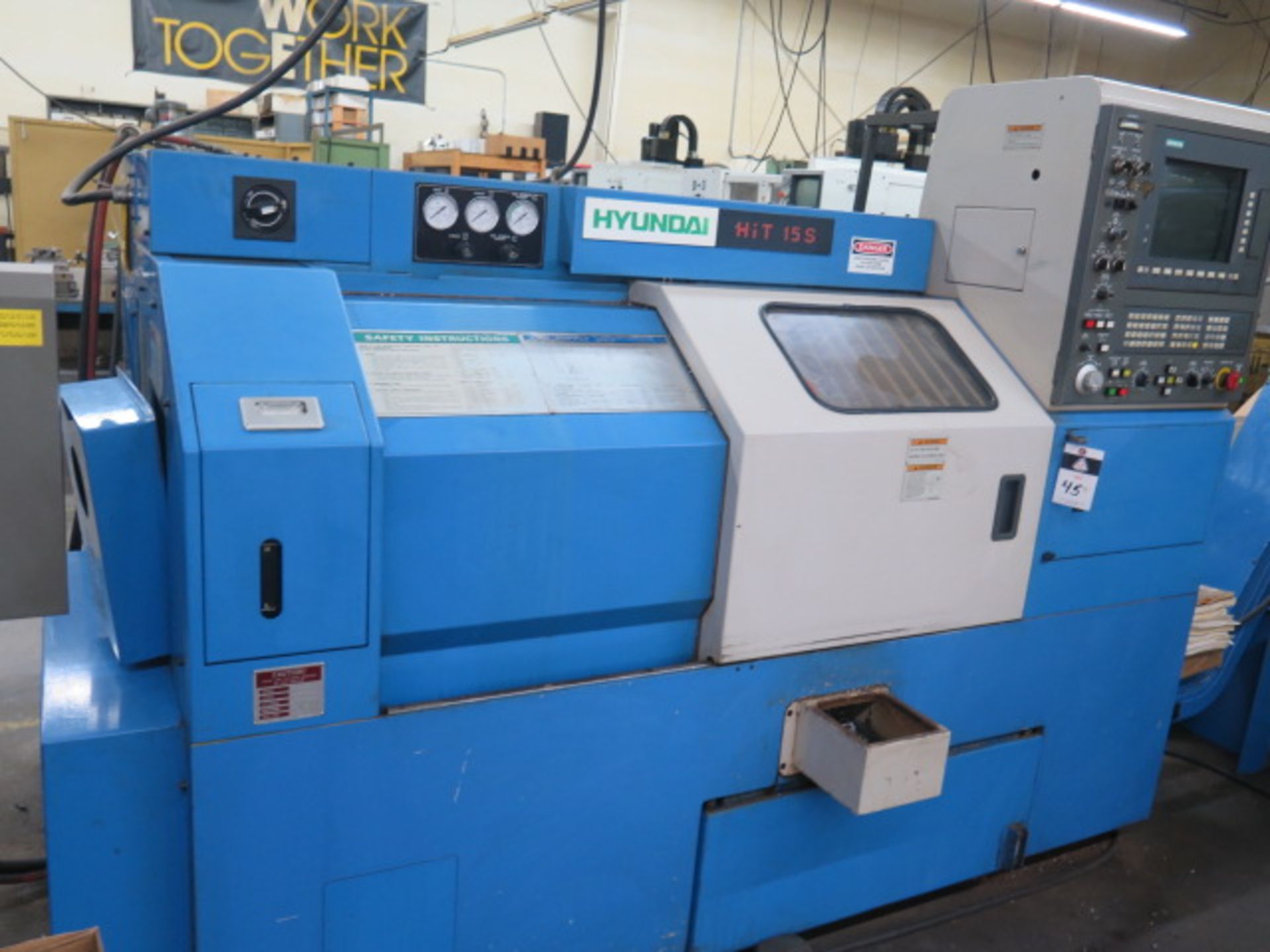 Hyundai HiT 15S CNC Turning Center s/n 5-009 w/ Siemens Controls, Tool Presetter, SOLD AS IS - Image 3 of 16