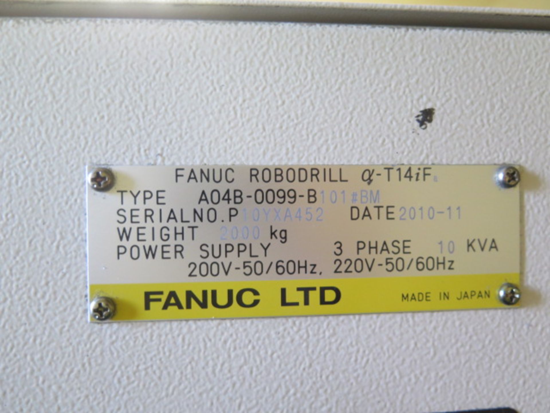2011 Fanuc Robodrill ?-14iF CNC Drilling Center s/n P10YXA452 w/ Fanuc Series 31i-, SOLD AS IS - Image 12 of 12