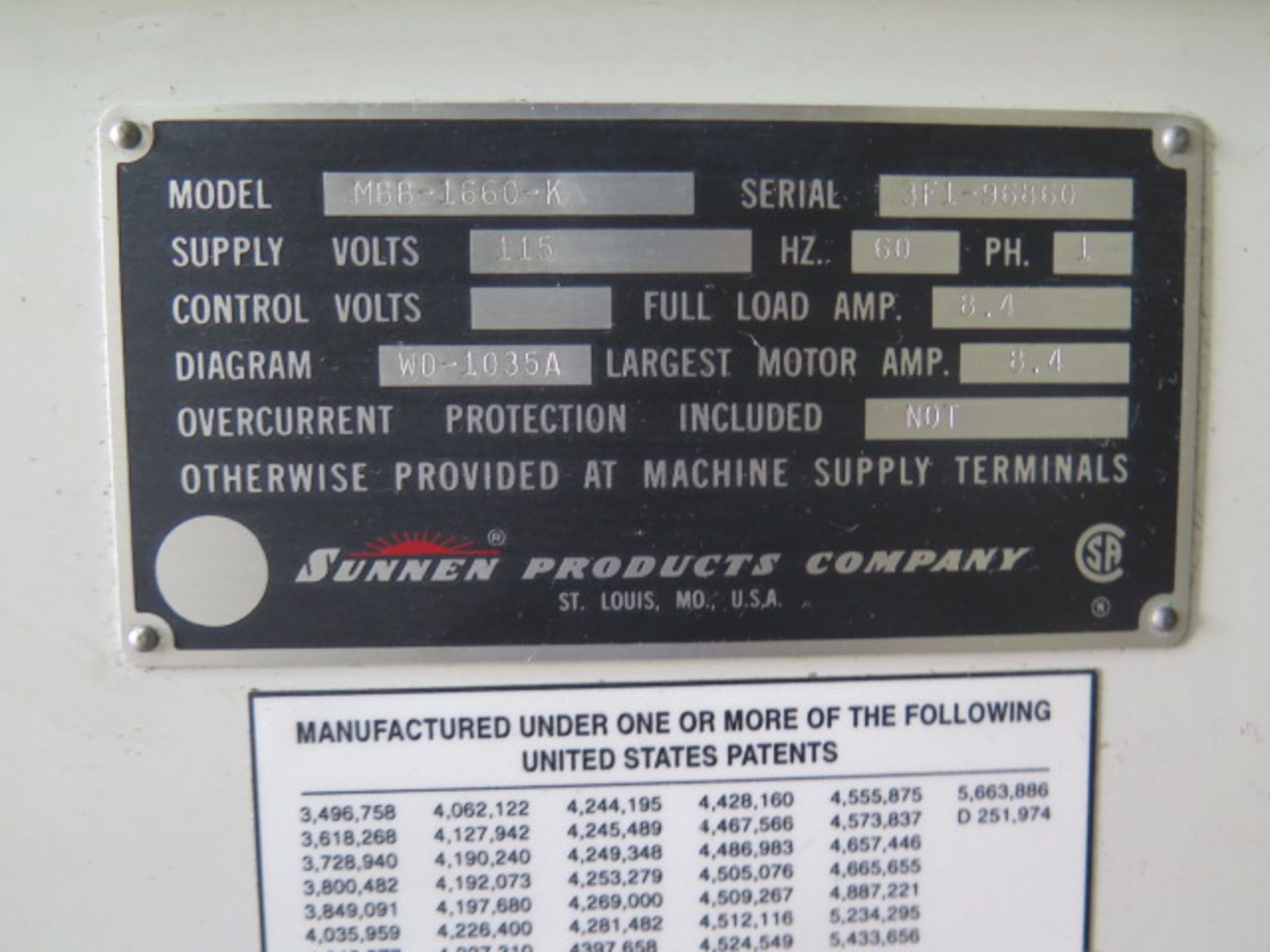 Sunnen MBB-1660-K Precision Honing Machine s/n 3FI-96860 w/ Squaring Attach and Tooling, SOLD AS IS - Image 14 of 14