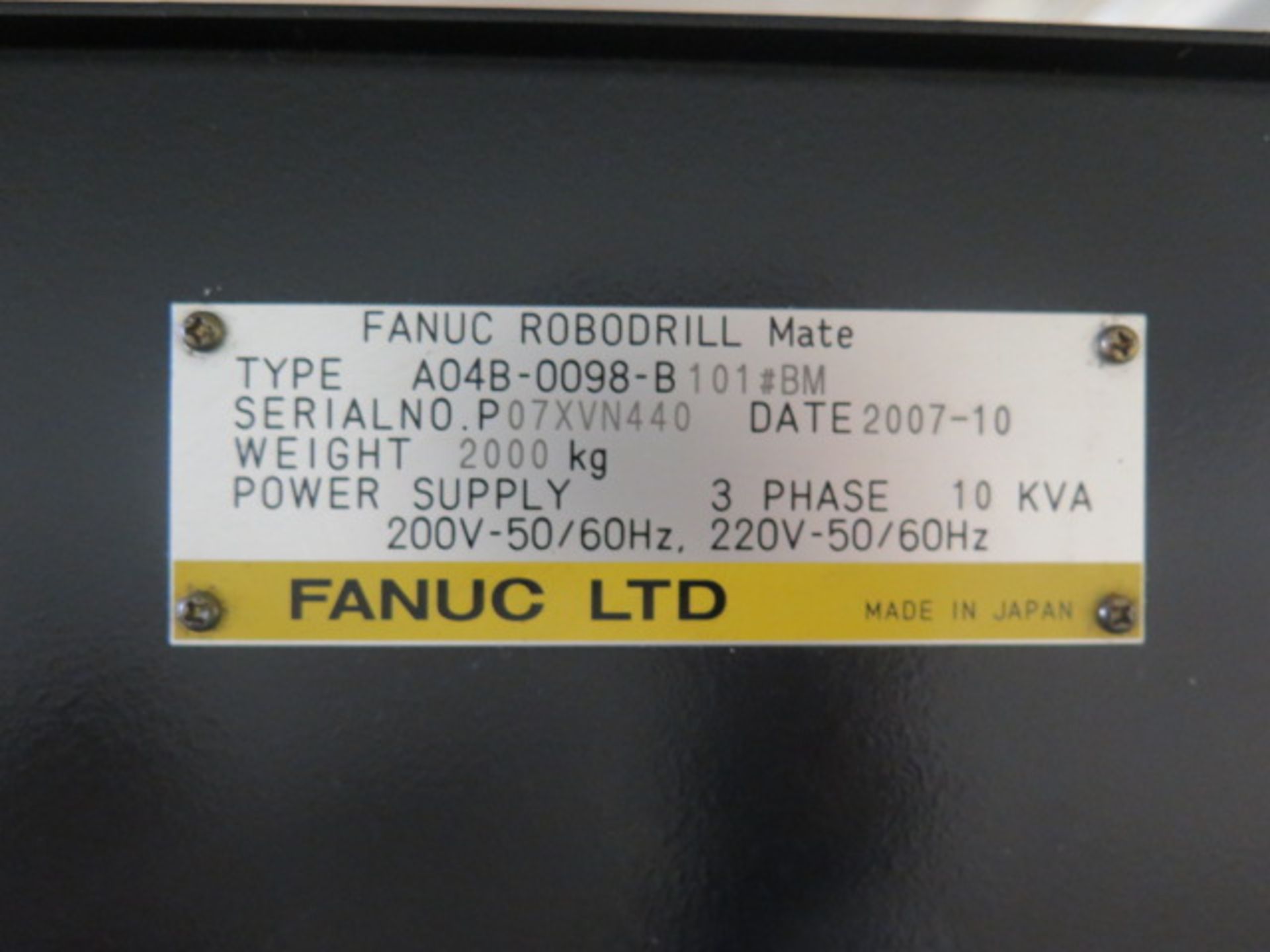 2007 Fanuc Robodrill MATE CNC Drilling Center s/n P07XVN440 w/ Fanuc Series 0i-MC, SOLD AS IS - Image 12 of 12