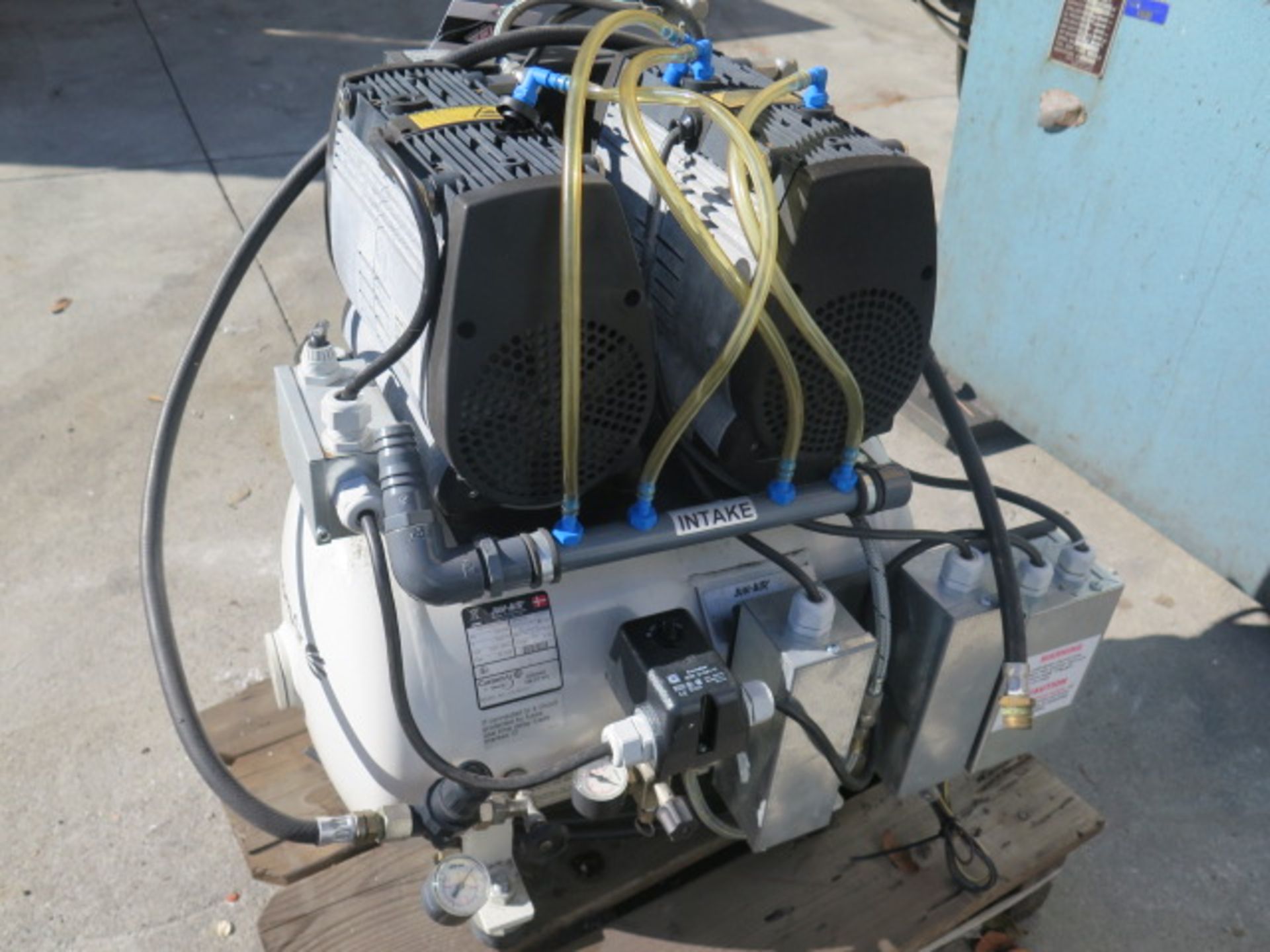 2006 Jun-Air (Dental EZ / CustomAir) mdl. CA-823-D Dual Pump Air Comp s/n 613031 w/ Tank, SOLD AS IS - Image 3 of 6