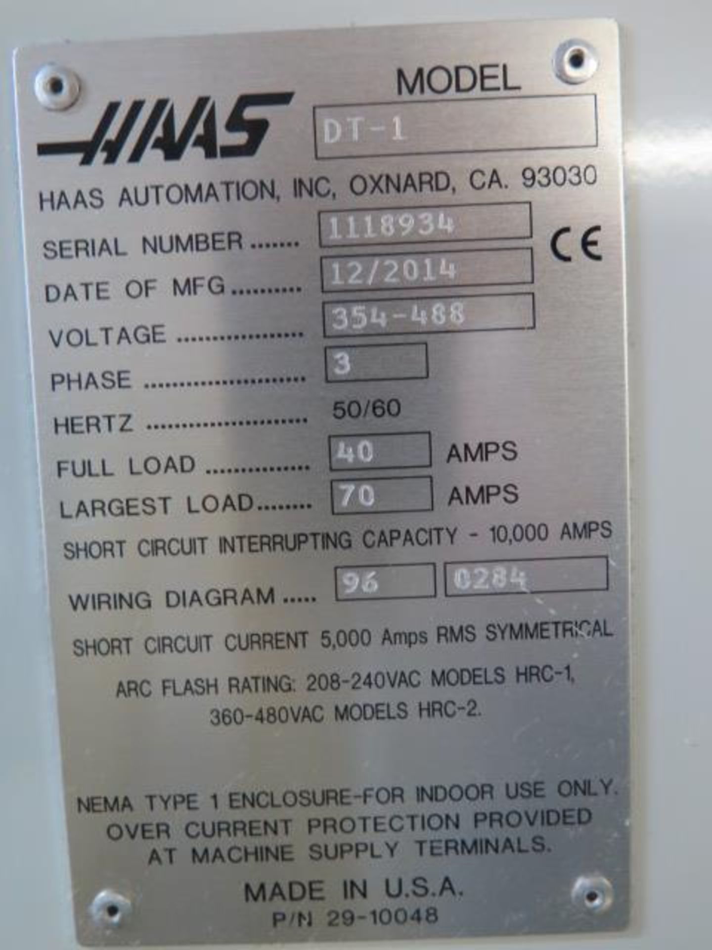 DEC/2014 Haas DT-1 CNC VMC s/n 1118934 w/ Haas Controls, 20-Station ATC, BT-30, SOLD AS IS - Image 16 of 16