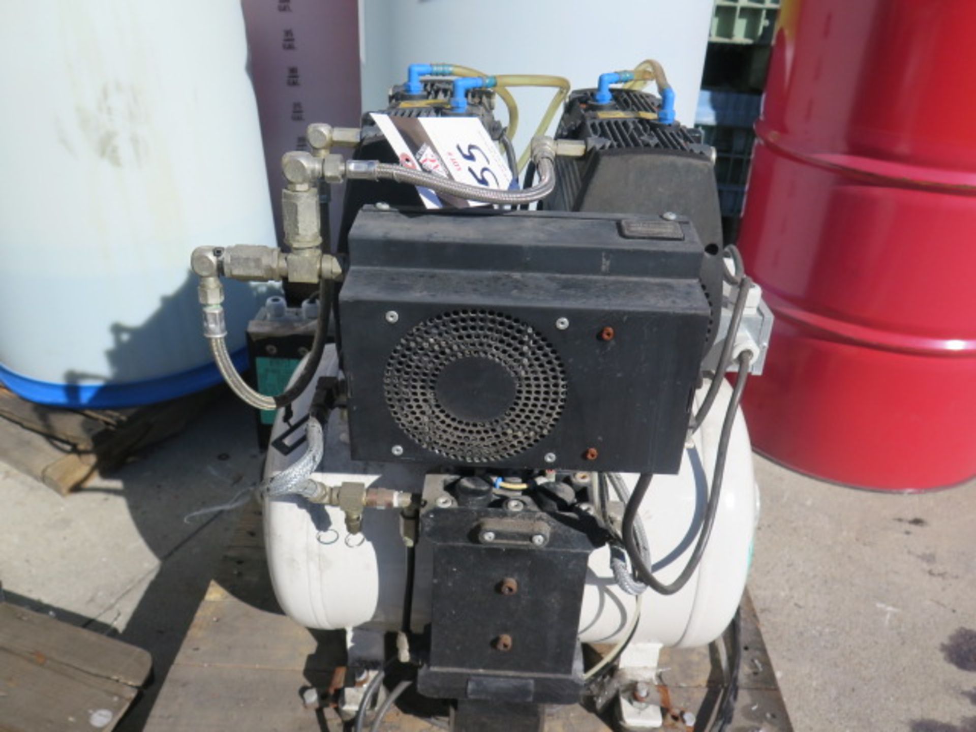 2006 Jun-Air (Dental EZ / CustomAir) mdl. CA-823-D Dual Pump Air Comp s/n 614724 w/ Tank, SOLD AS IS