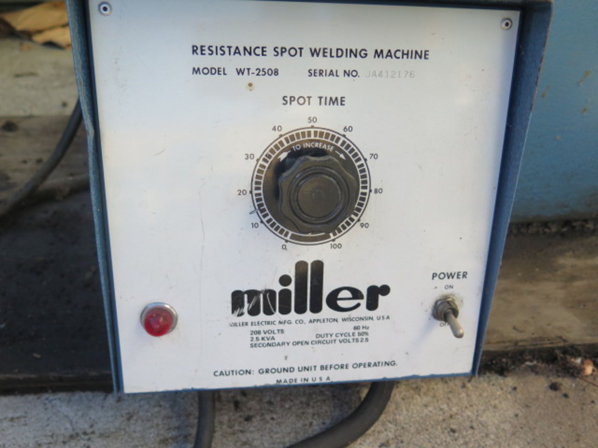 Miller WT-2058 2.5kVA Spot Welder s/n JA412176 w/ Miller Resistance Welding Controls, SOLD AS IS - Image 7 of 7