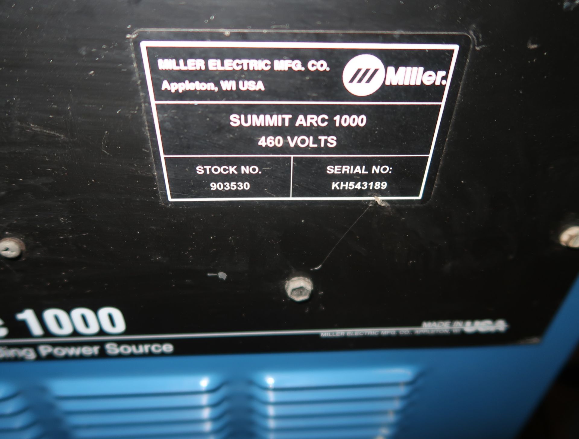 MILLER SUMMIT ARC 1000 CC/CV - AC/DC WELDING POWER SOURCE, 460V 3PH, SN. H543189 - Image 3 of 3