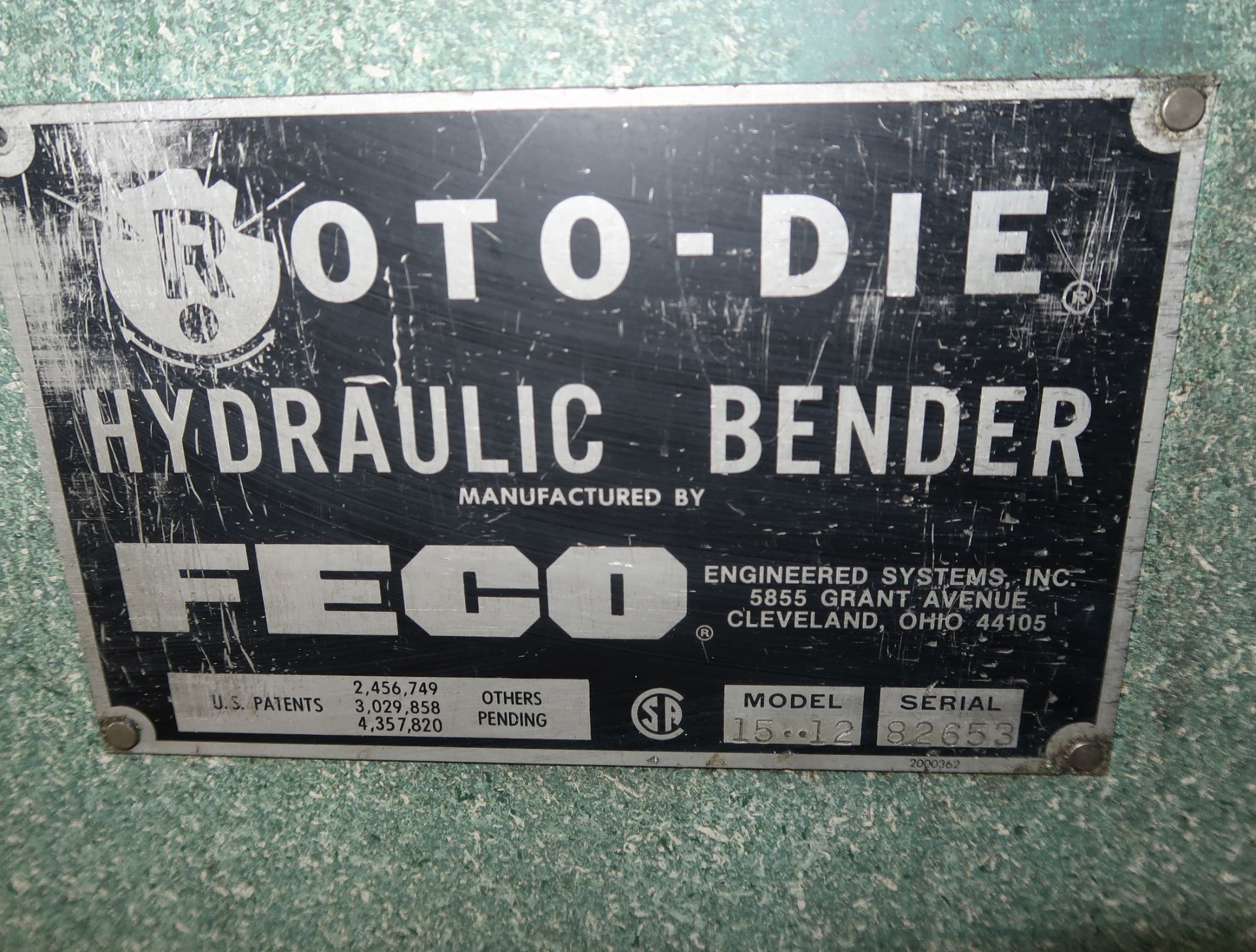 ROTO-DIE BENDER, MDL. 15.12 SN. 82653 12' , (6) EXTRA DIES - Image 2 of 5