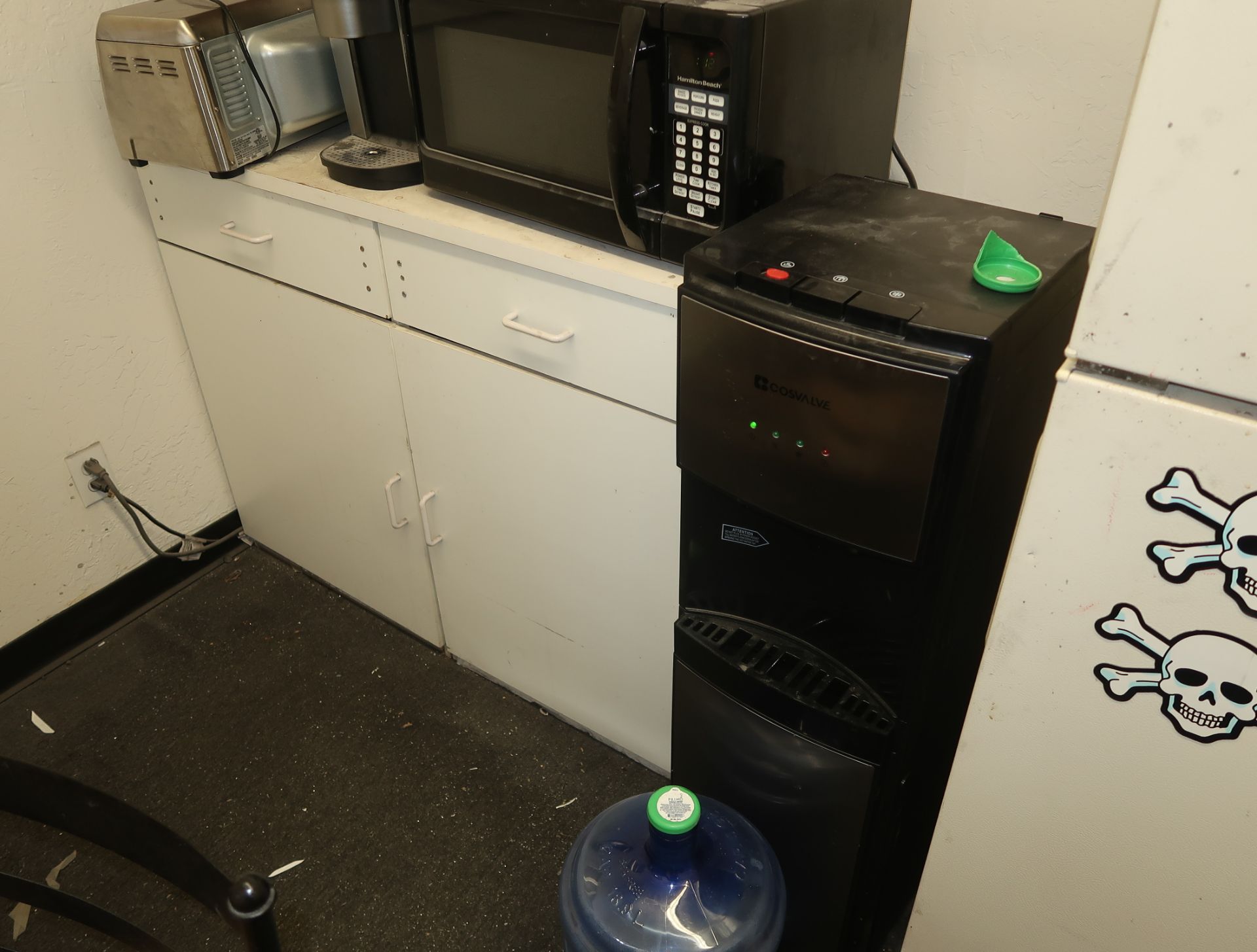 CONTENTS OF ROOM- TABLE, CHAIRS, FRIDGE, MICROWAVE, WATER DISPENSER, ETC. - Image 3 of 3