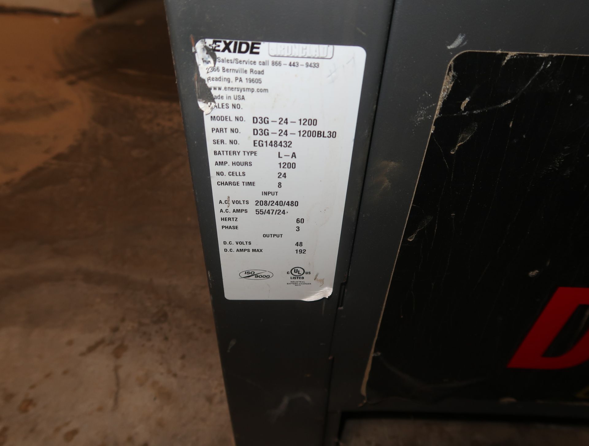 EXIDE BATTERY CHARGER 48V 200V 3 PHASE - Image 2 of 2