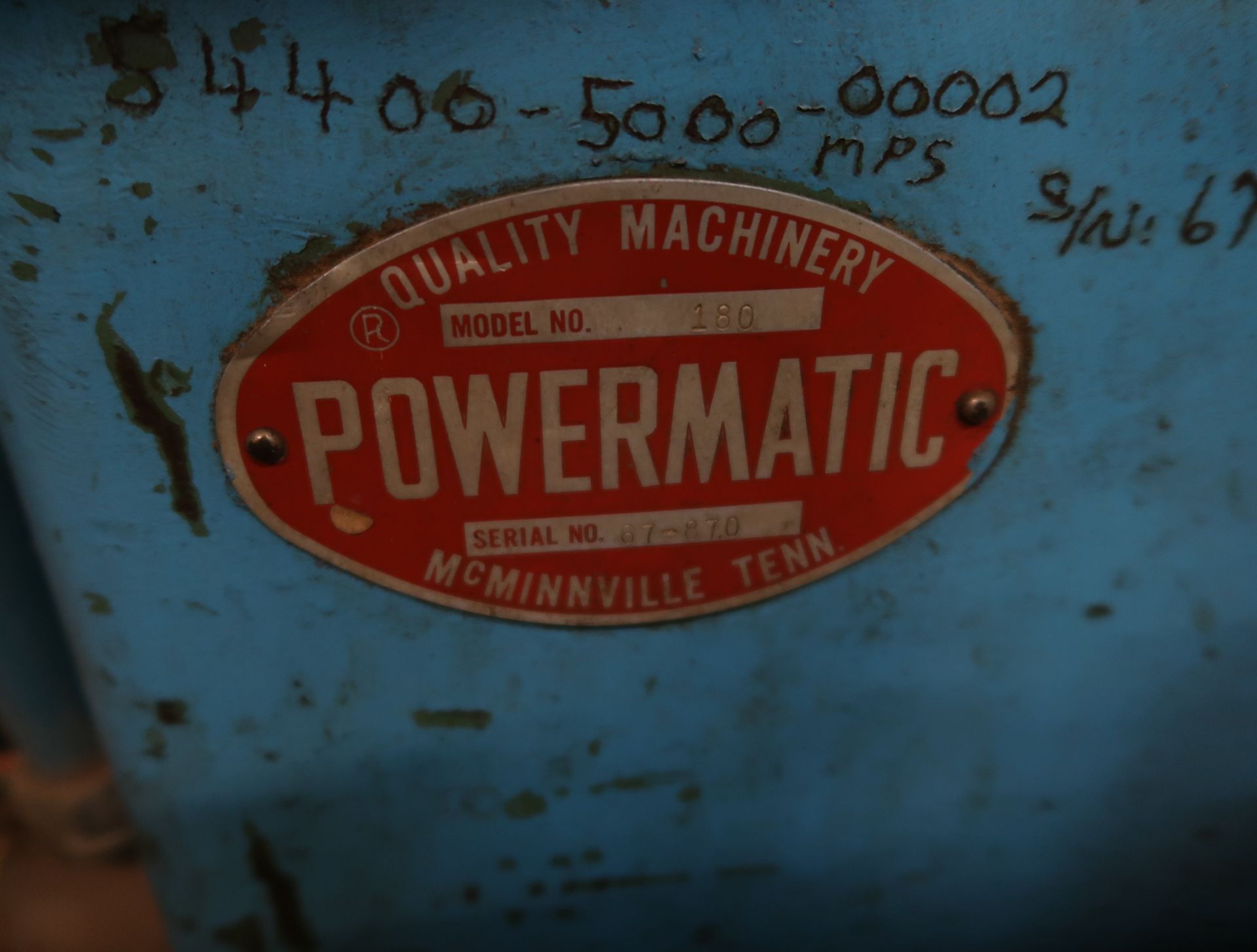 POWERMATIC MDL. 180 SN. 67-870 - Image 2 of 2