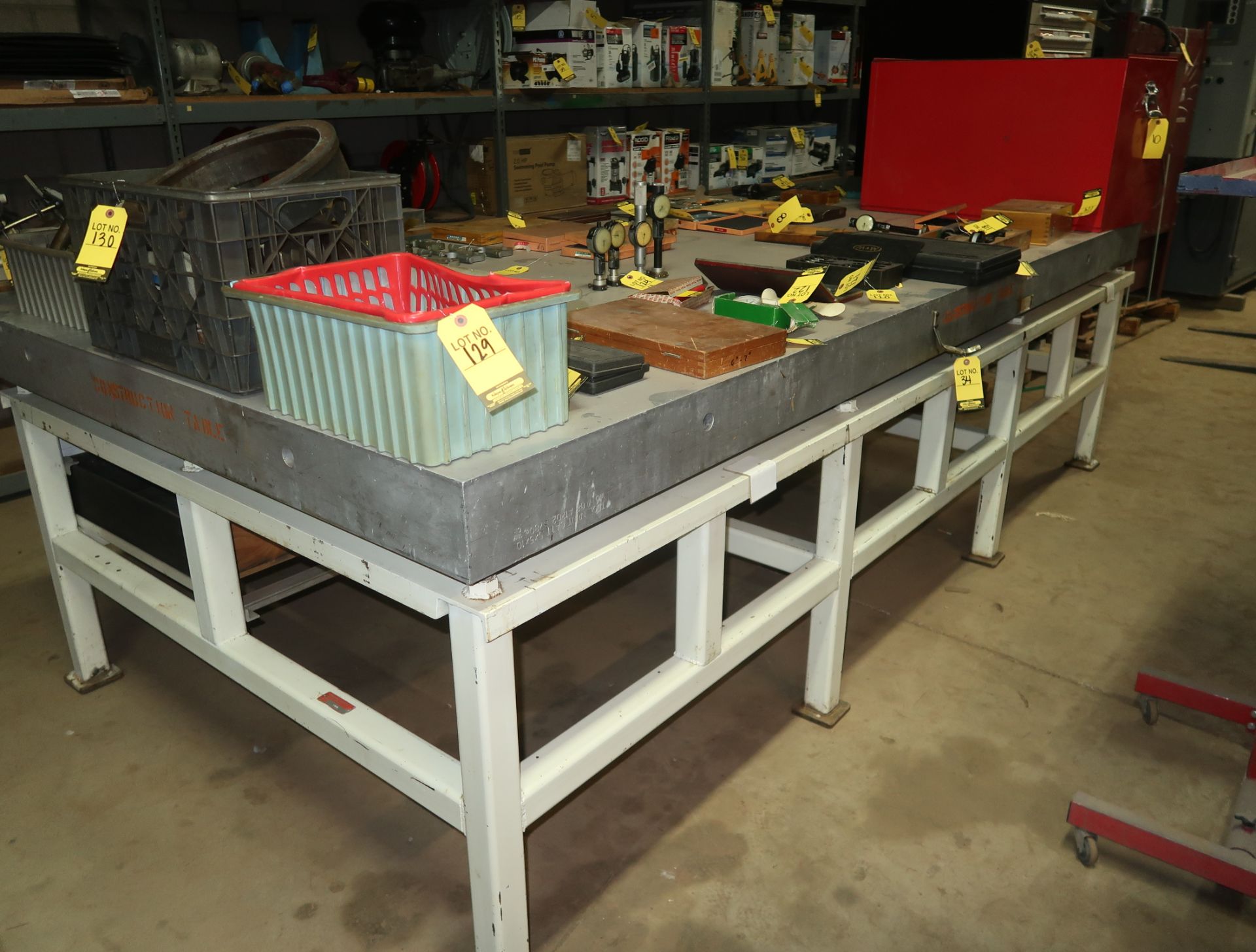 5'X10'X5" ALUMINUM INSPECTION TABLE W/ STAND, BOTTOM SIDE OF TABLE IS PRECISION MACHINED