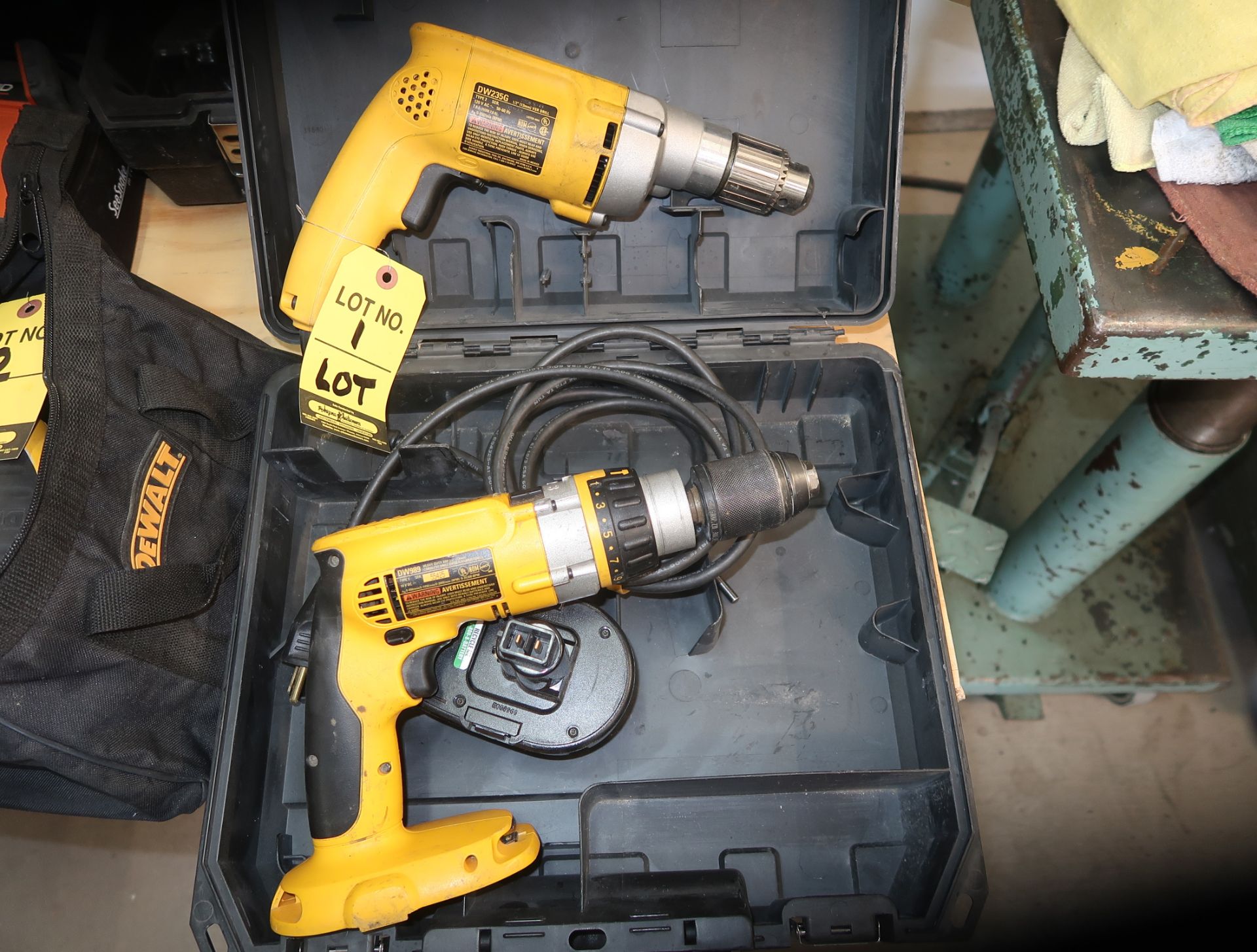 LOT DEWALT DW989 18V 1/2" DRILL & DW 235G 1/2" ELECTRIC DRILL