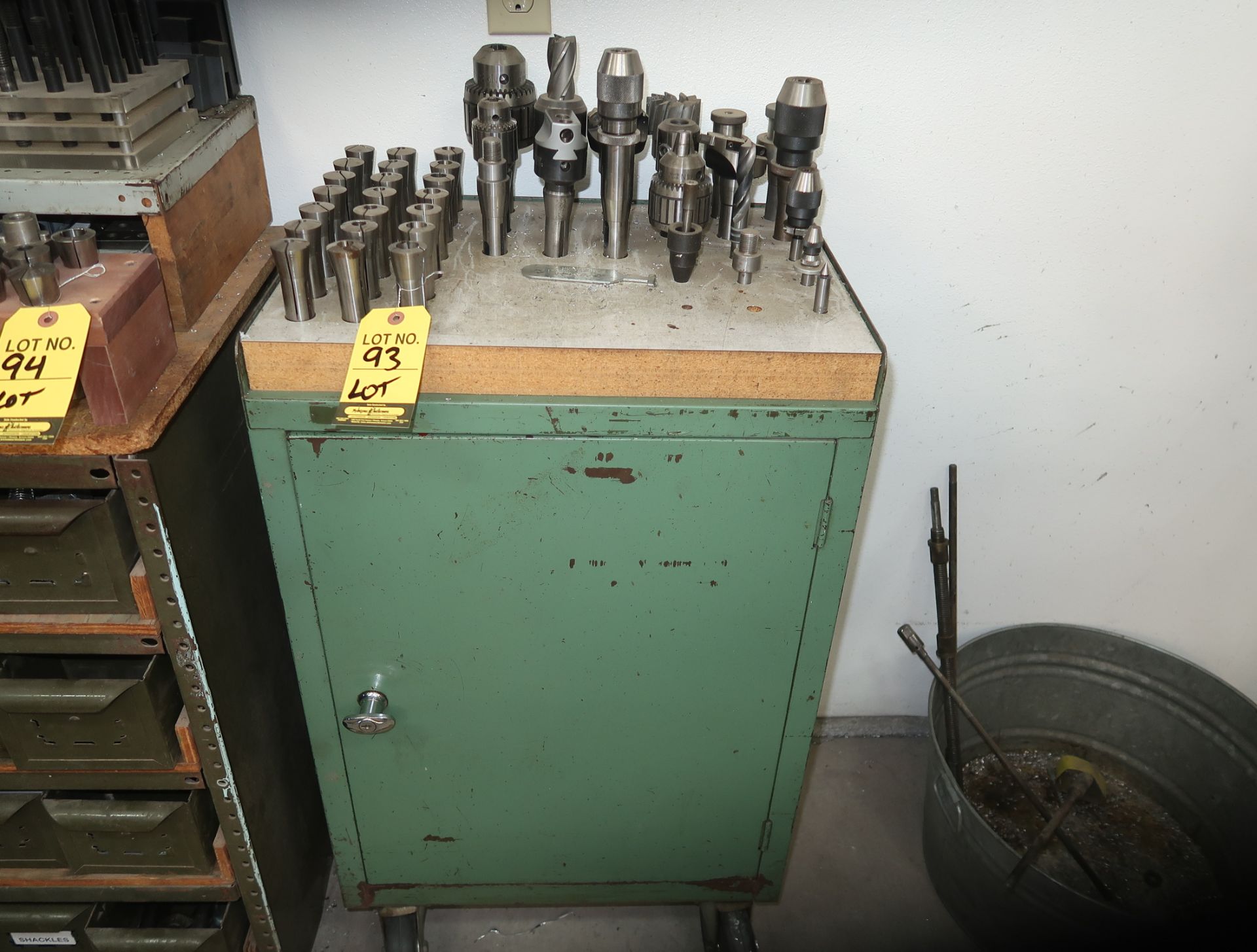 LOT ASST. TOOL HOLDERS, TOOLS, COLLETS W/CABINET - Image 3 of 3