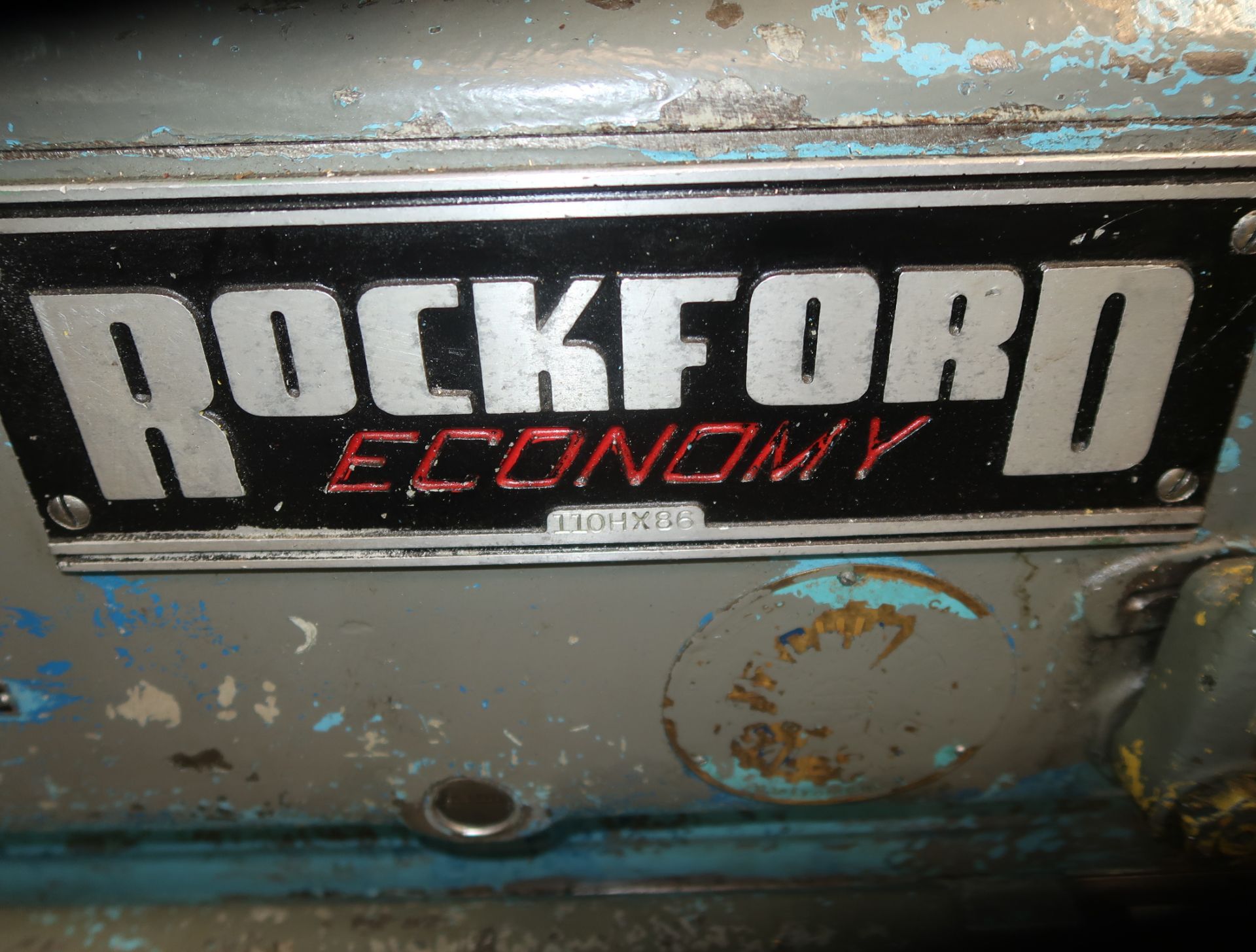 ROCKFORD ECONOMY 110H X 86 ENGINE LATHE, THREADING, TAPPERING ATTACHMENT,3-JAW CHUCK, TAIL STOCK, - Image 2 of 9