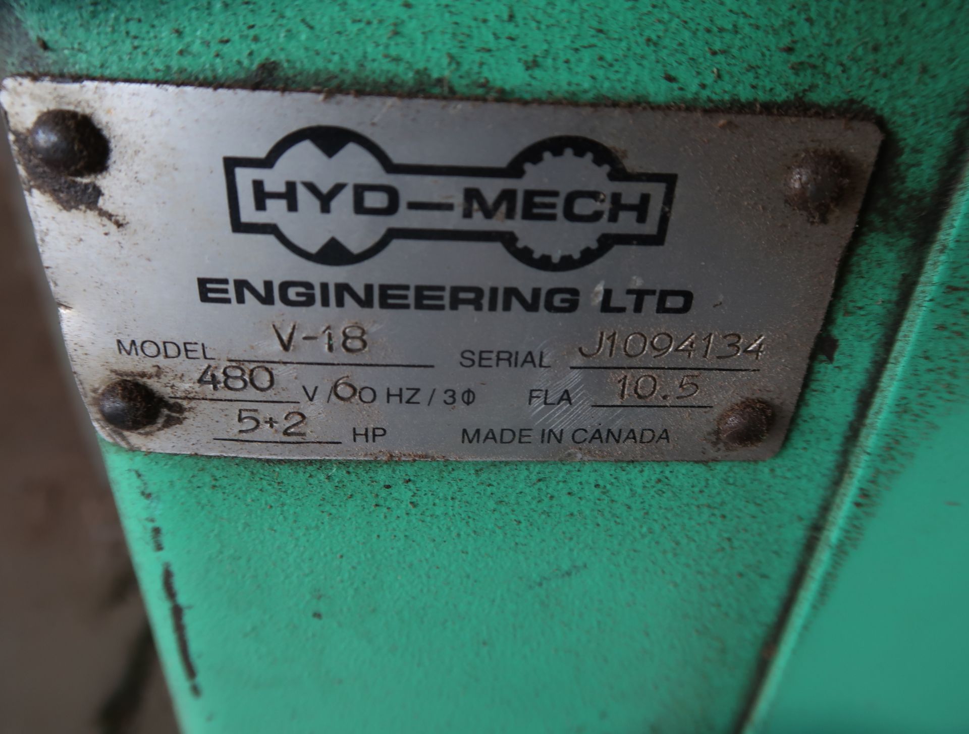 HYD-MECH V18 VERTICAL BAND SAW SN. J1094134 - Image 3 of 4