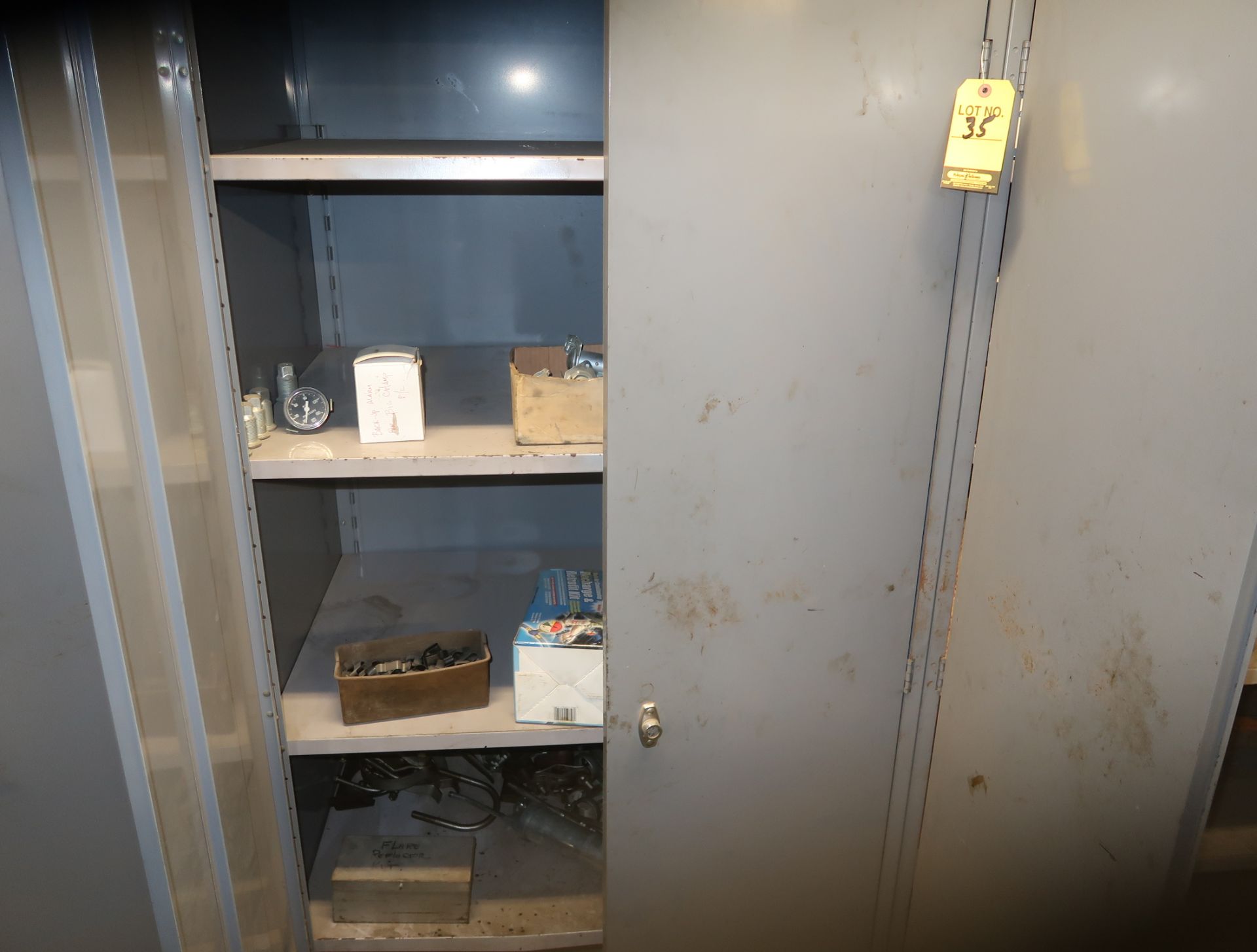 SUPPLY CABINET W/CONTENTS (GREASE GUN, ETC.)