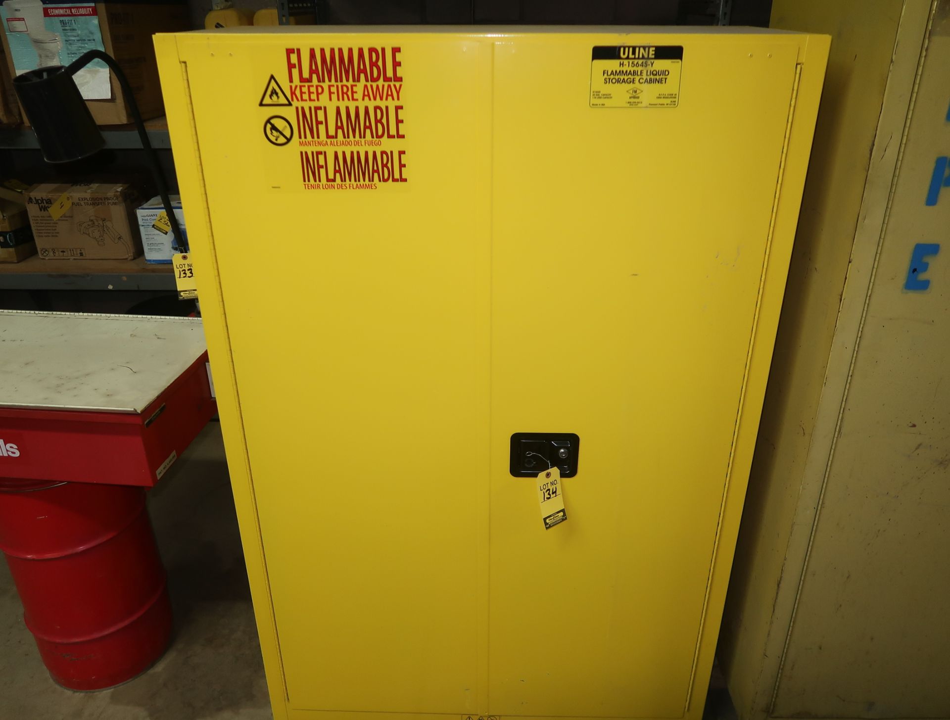 ULINE 45 GAL FLAMMABLE STORGE CABINET H-1564S-Y