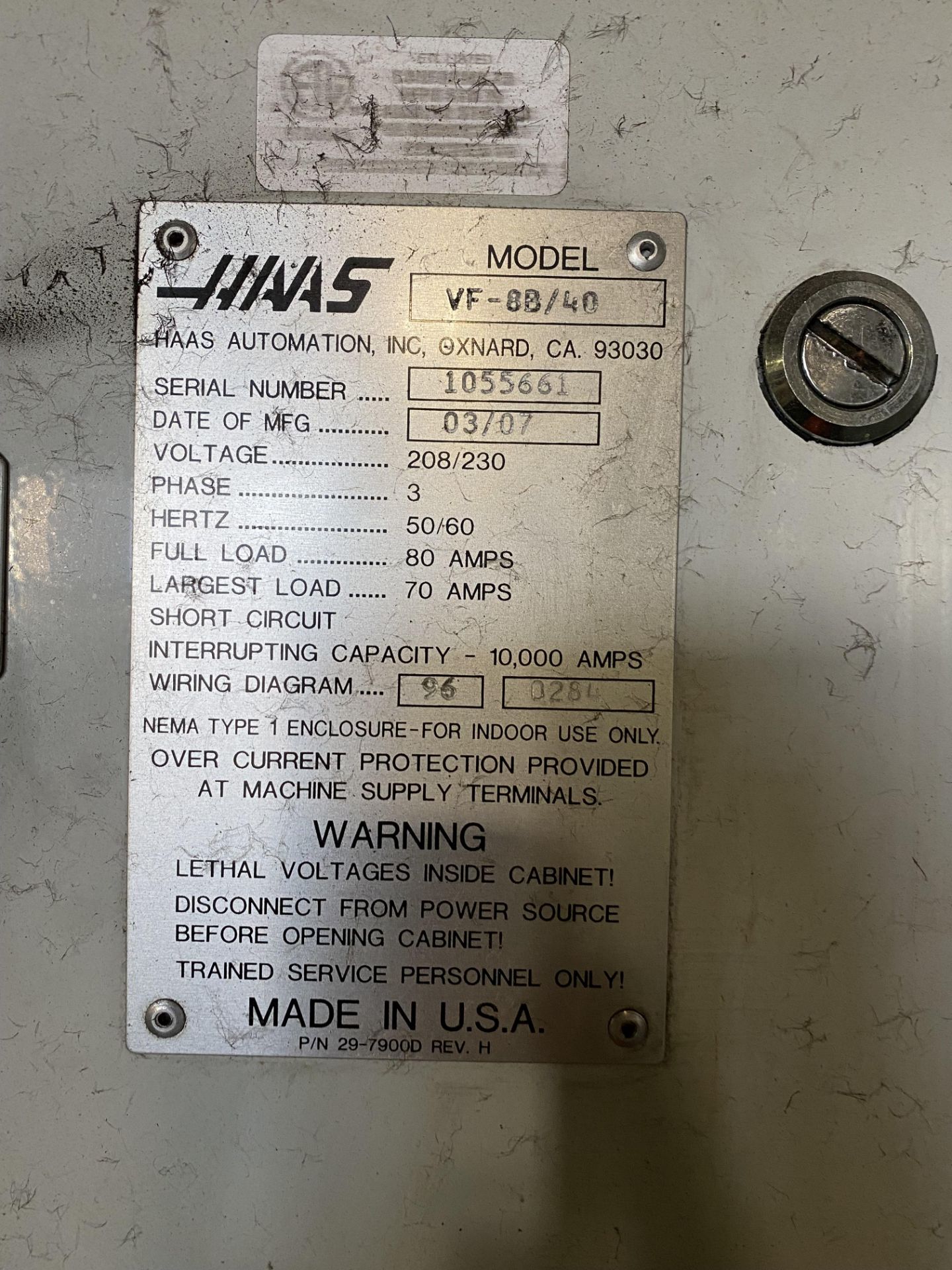 Haas VF-8 CNC,4 axis Vertical machining center. Serial no.1055661,10,000 RPM, - Image 5 of 5