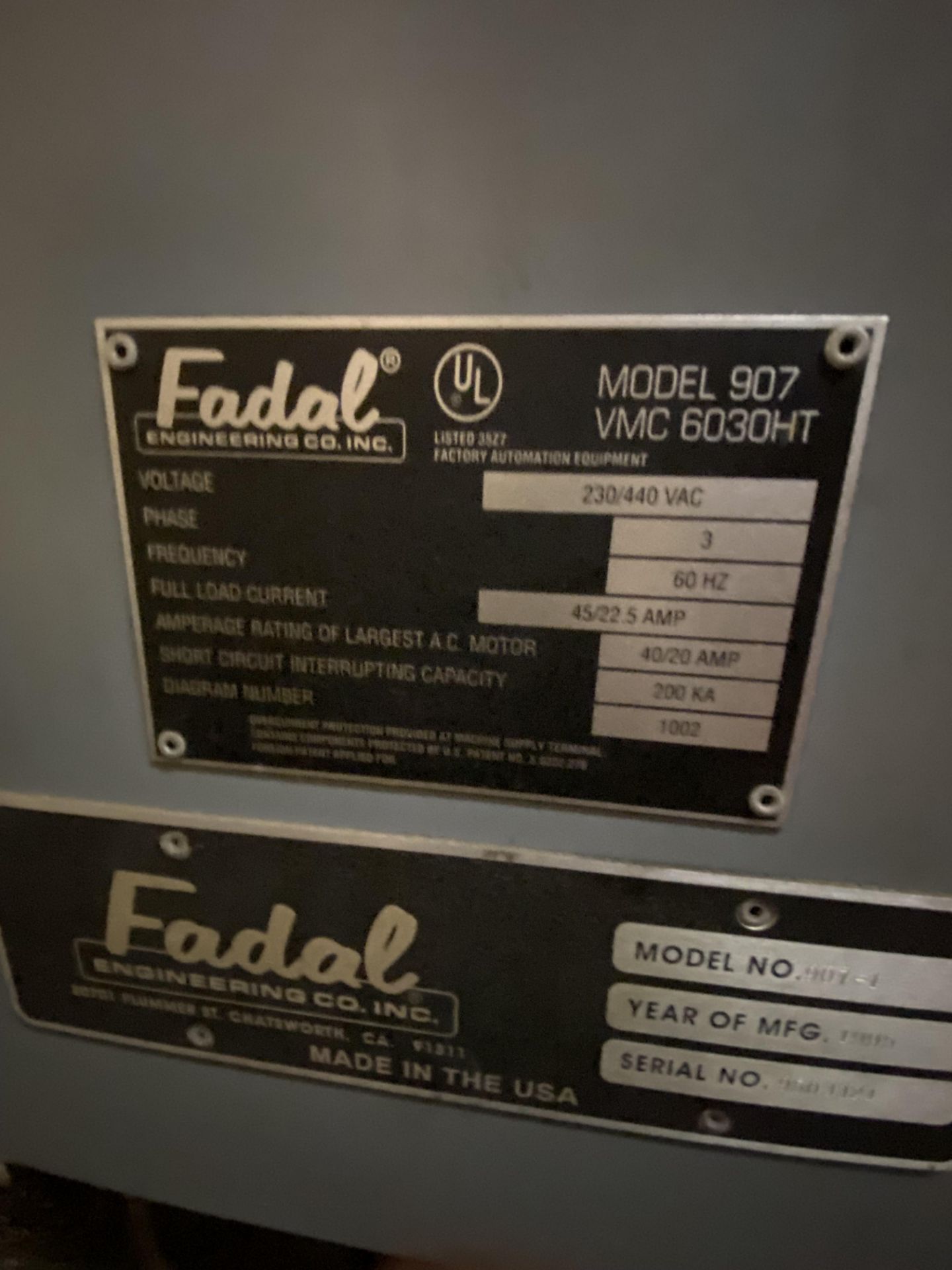 Fadal Model VMC 6030 HT,CNC Vertical machining center.serial no.9503321 - Bild 3 aus 3