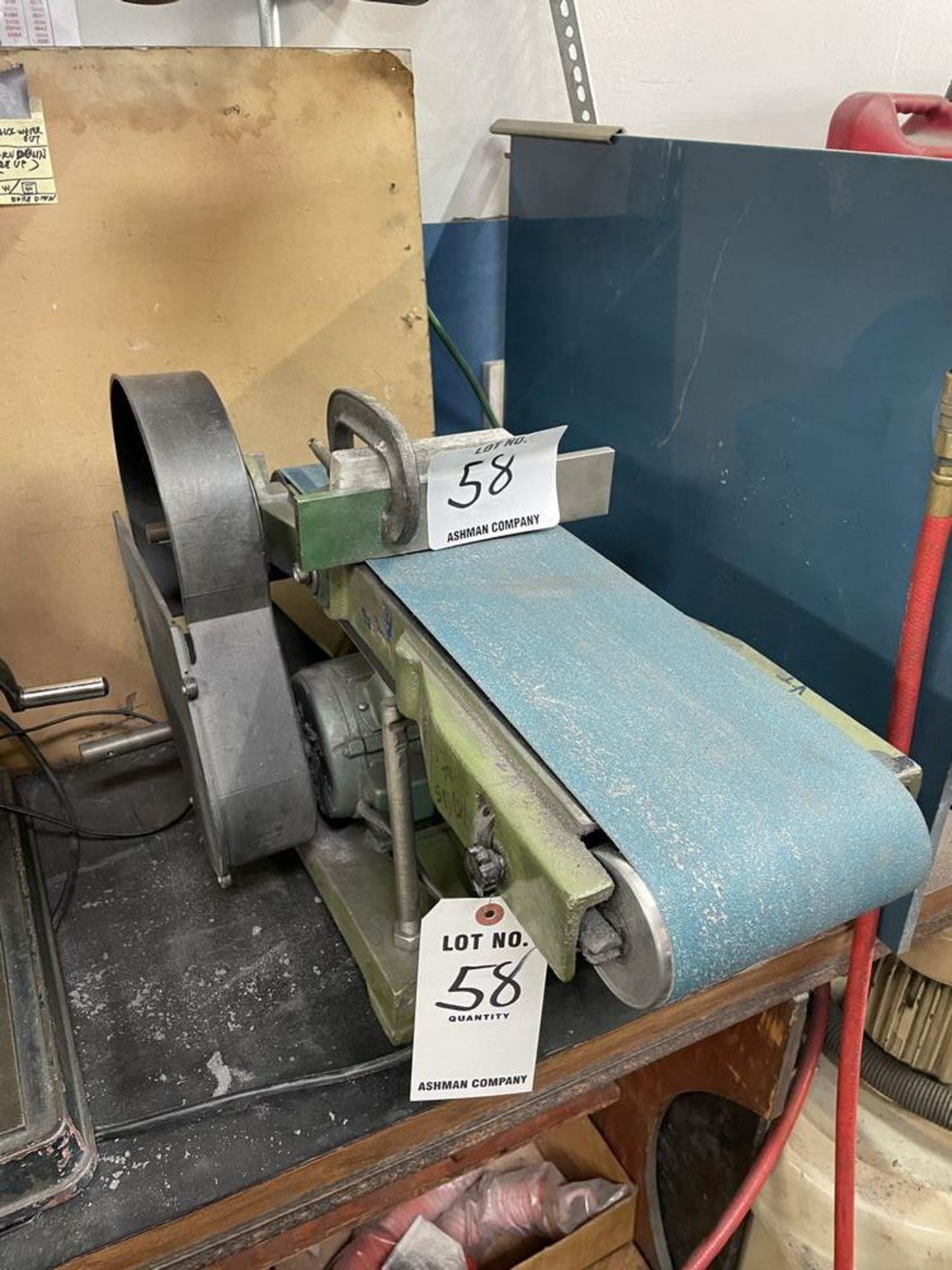 (1) CENTRAL MACHINERY 6” BELT SANDER WITH SPARE BELTS