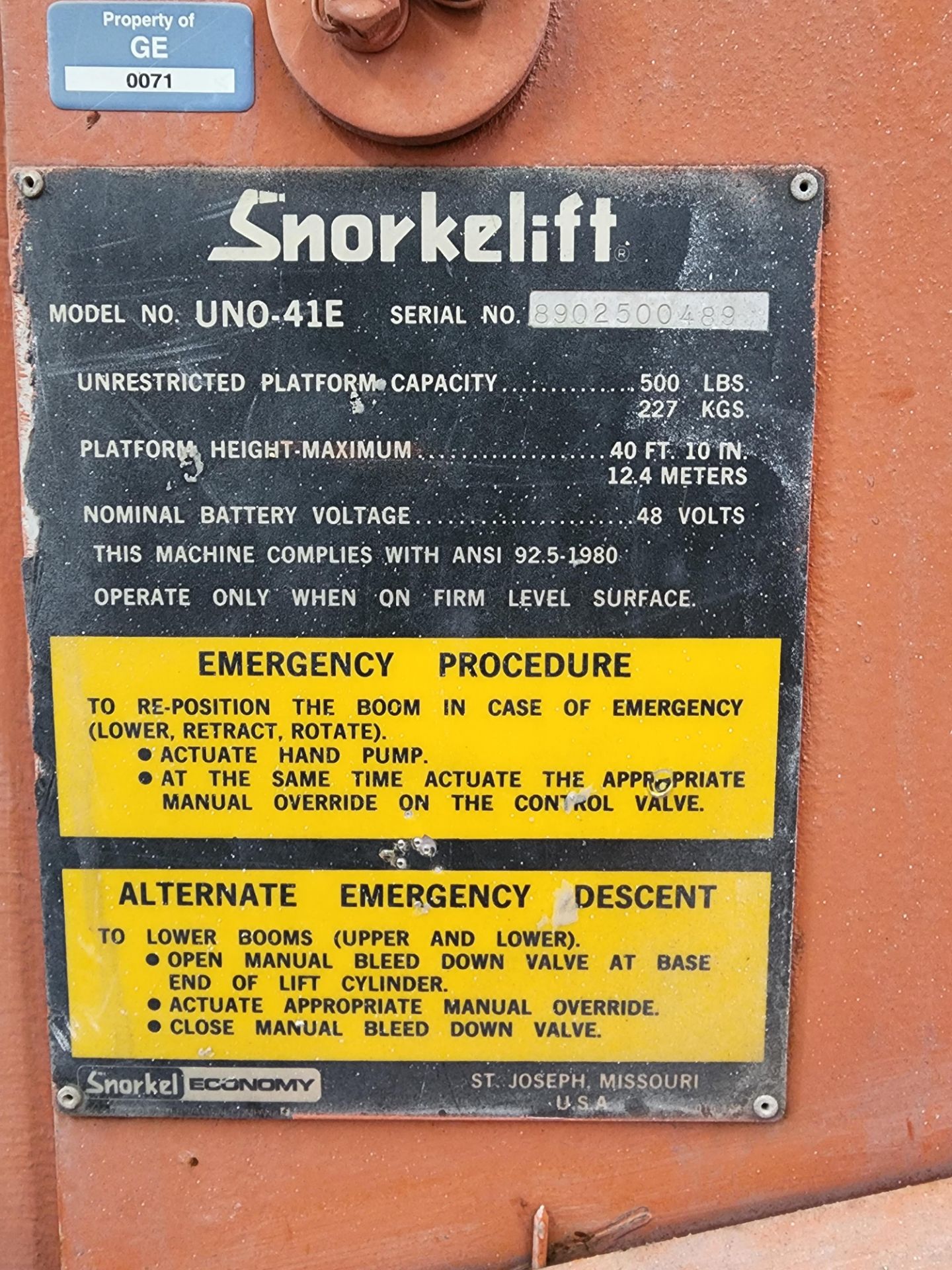 Snorkelift Model UNO-41E Articulating Boom Lift - Image 10 of 11