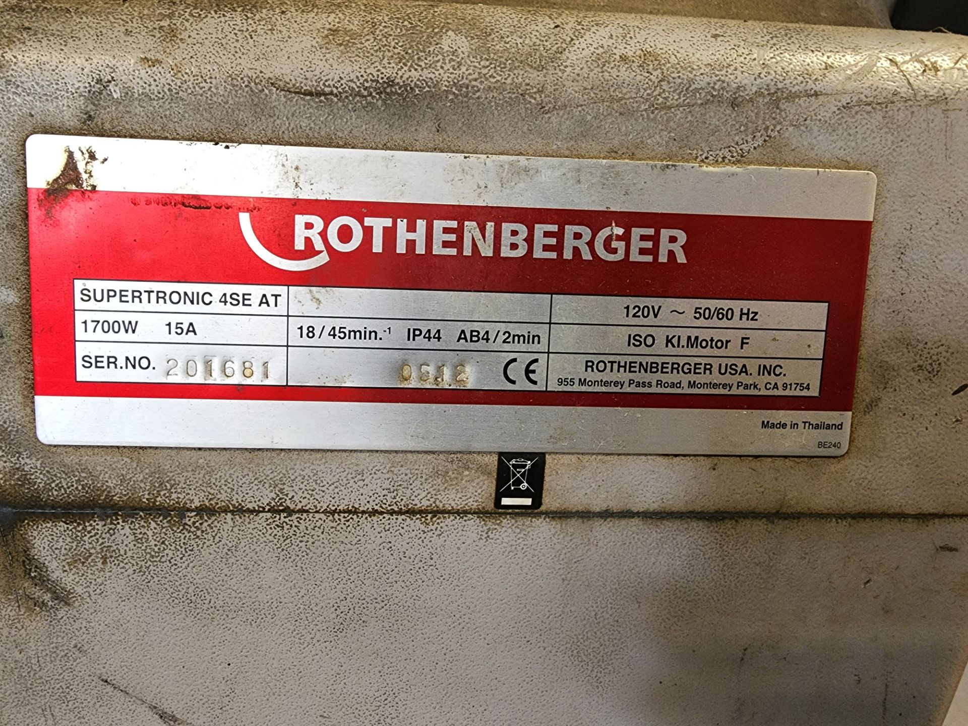 Rothenberger Supertronic 45E AT Power Pipe Threader - Image 3 of 4