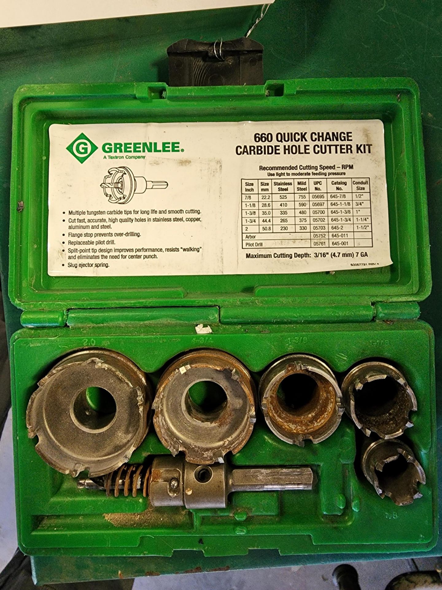 Greenlee 660 Carbide Hole Cutter Kit