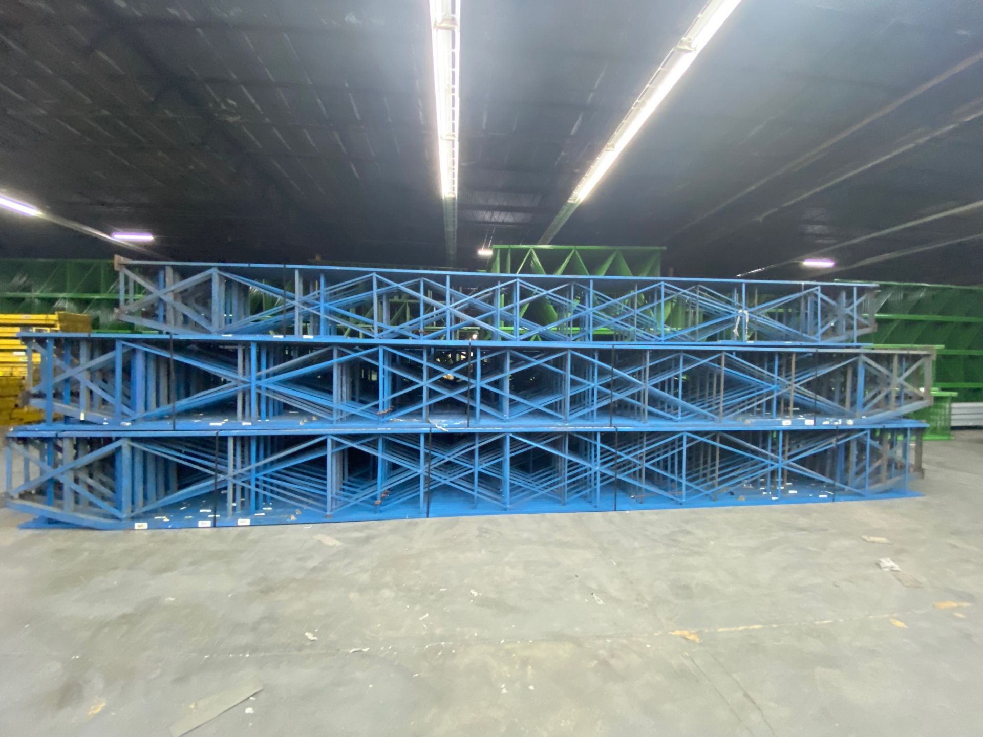 18 BAYS OF STRUCTURAL STYLE PALLET RACKS - 9 BAYS X 2 LINES X 30'H X 36"D X 112"W