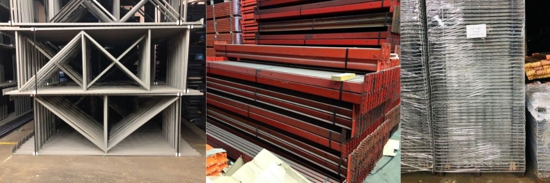 9 BAYS OF 10.5'H X 42"D X 102"L STRUCTURAL STYLE PALLET RACKS