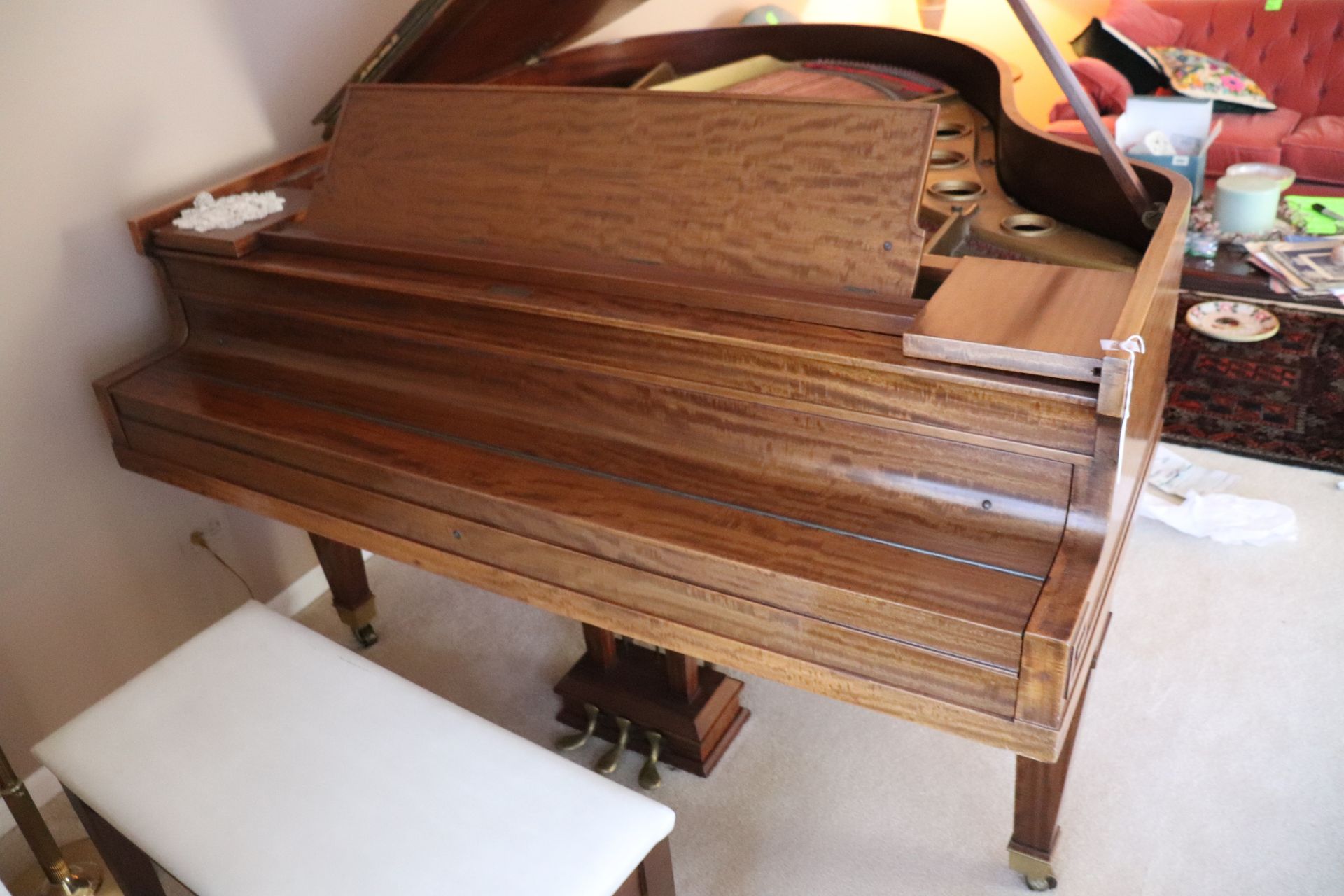 Krakauer baby grand piano contained in a mahogany case complete with bench, approximate height 39", - Image 2 of 12