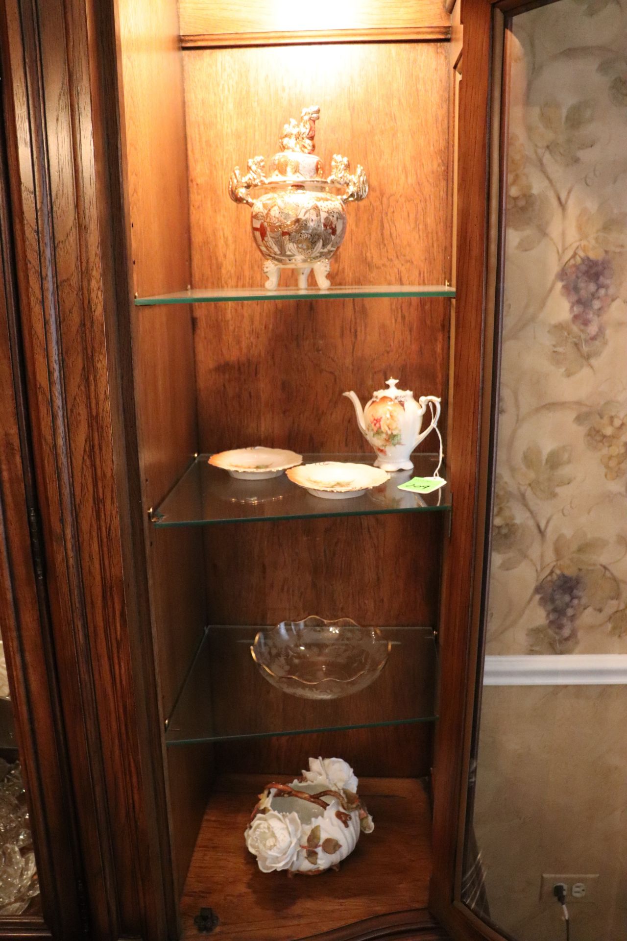 Group including a Satsuma jar, approximate height 8-1/2", floral decorated teapot, approximate heigh