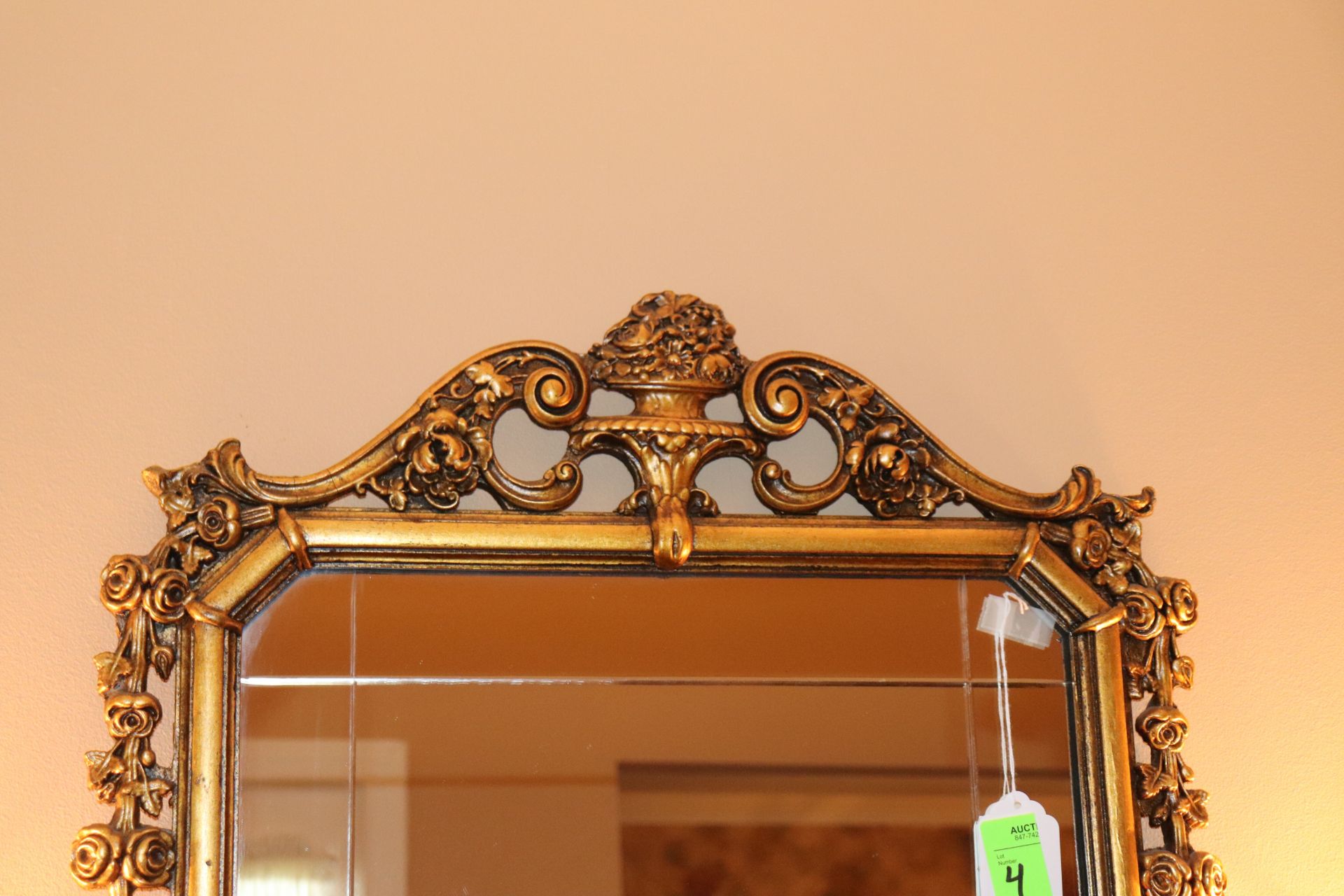 French style gilt composition wall mirror, approximate size 36" x 24", and two wall sconces - Image 2 of 3