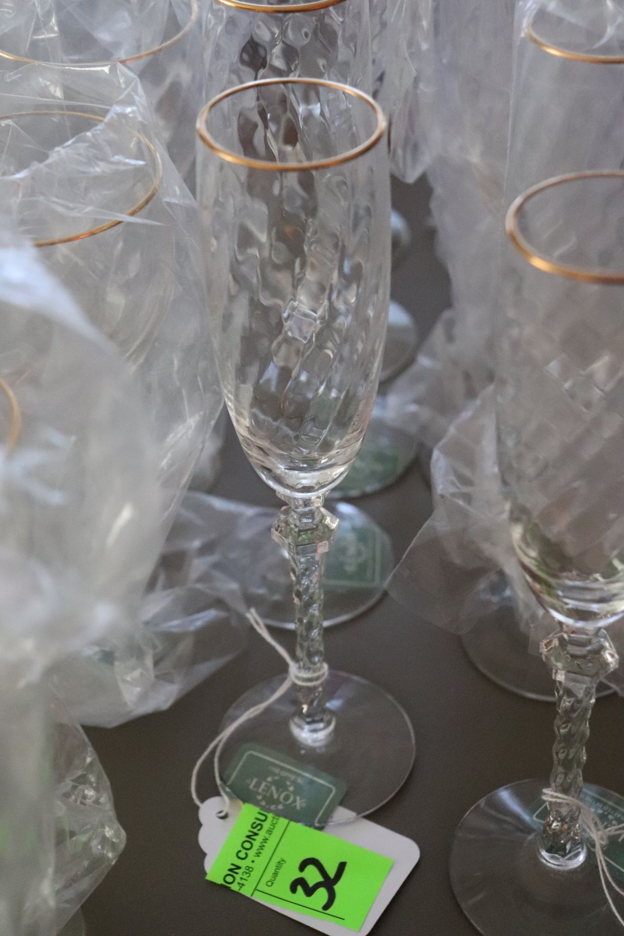 Set of five Lenox gold champaign flutes - Image 3 of 3