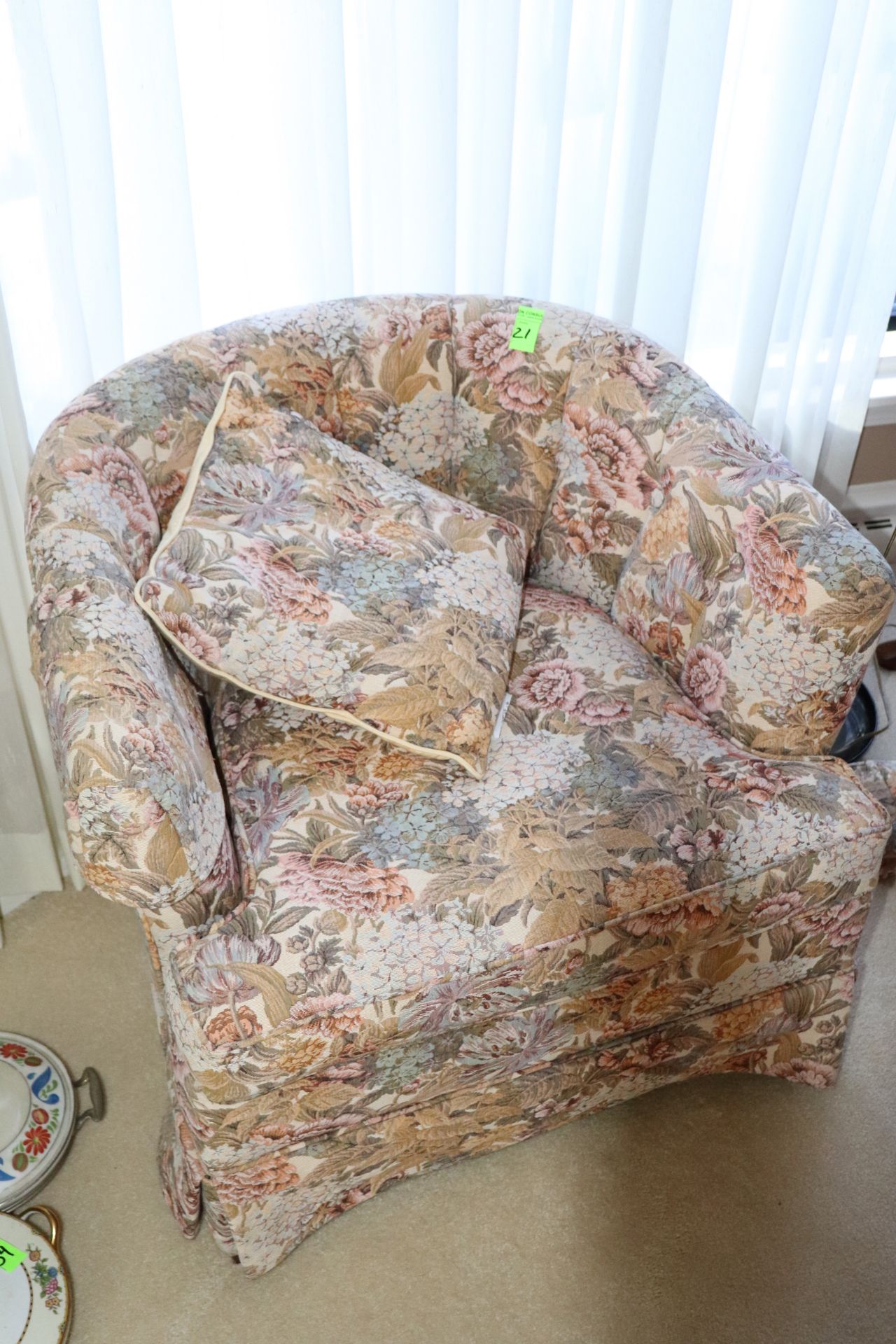 Pair of floral upholstered armchairs, approximate height 28" - Image 2 of 2