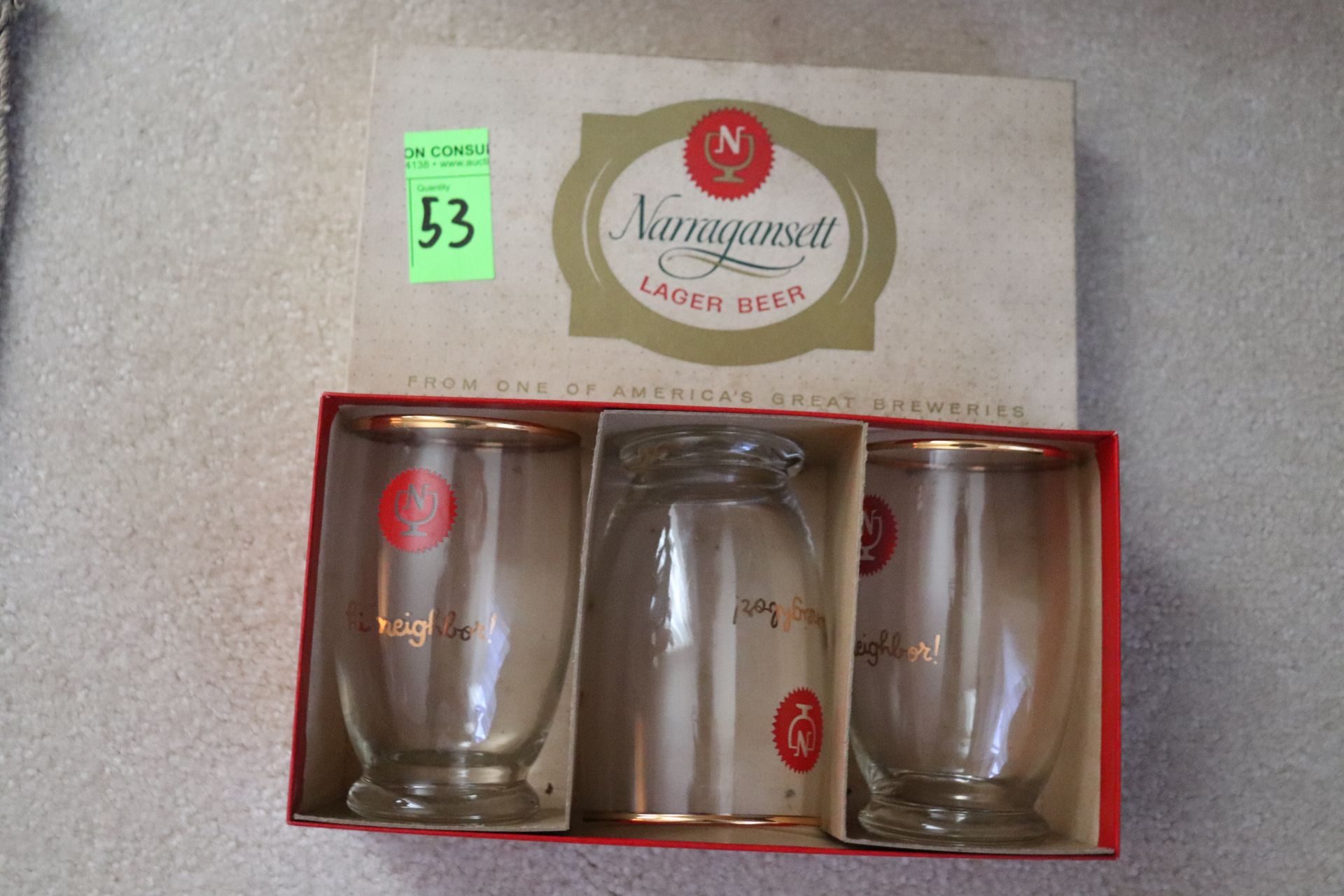 One box of Narragansett wine glasses