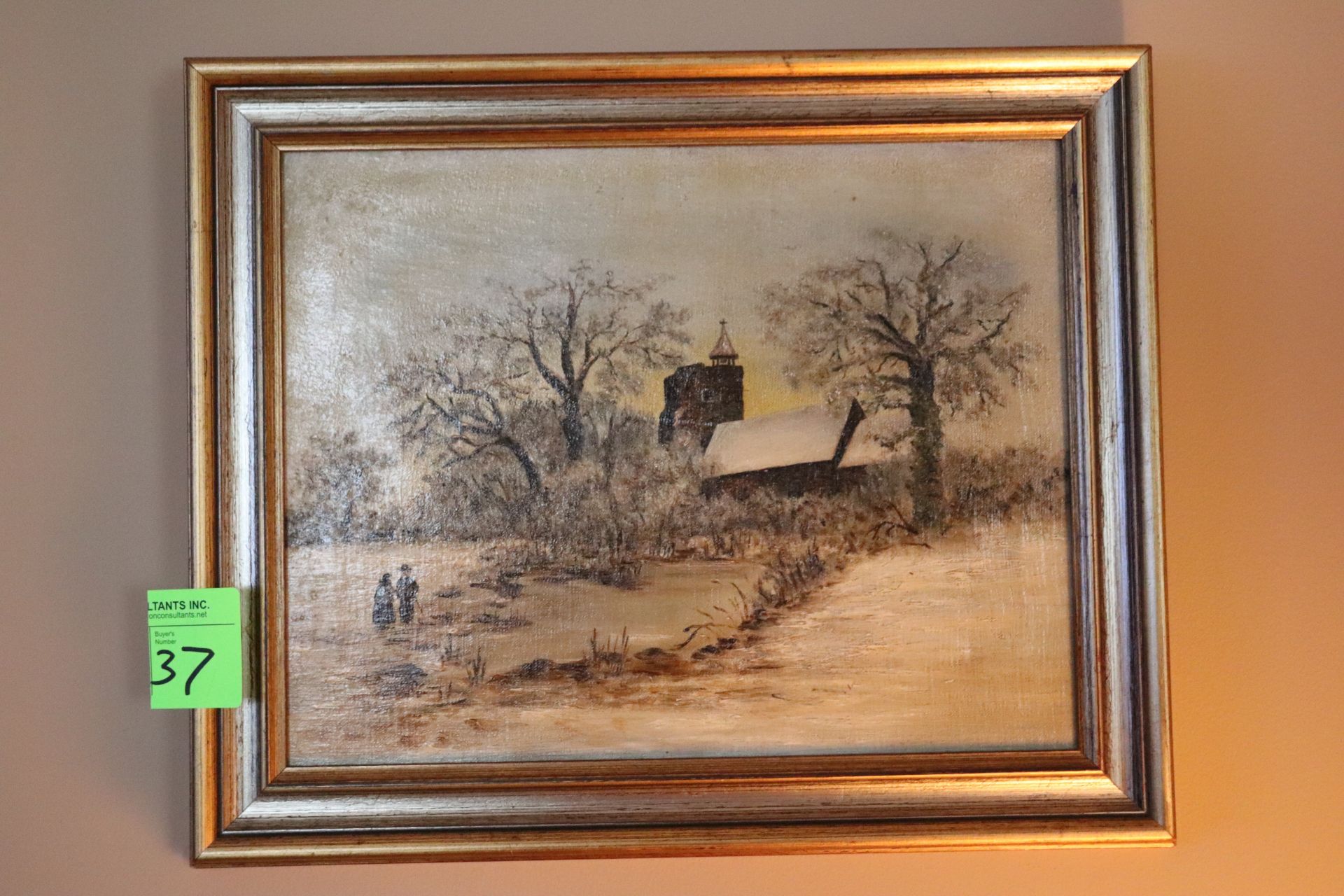 Framed artwork depicting winter day