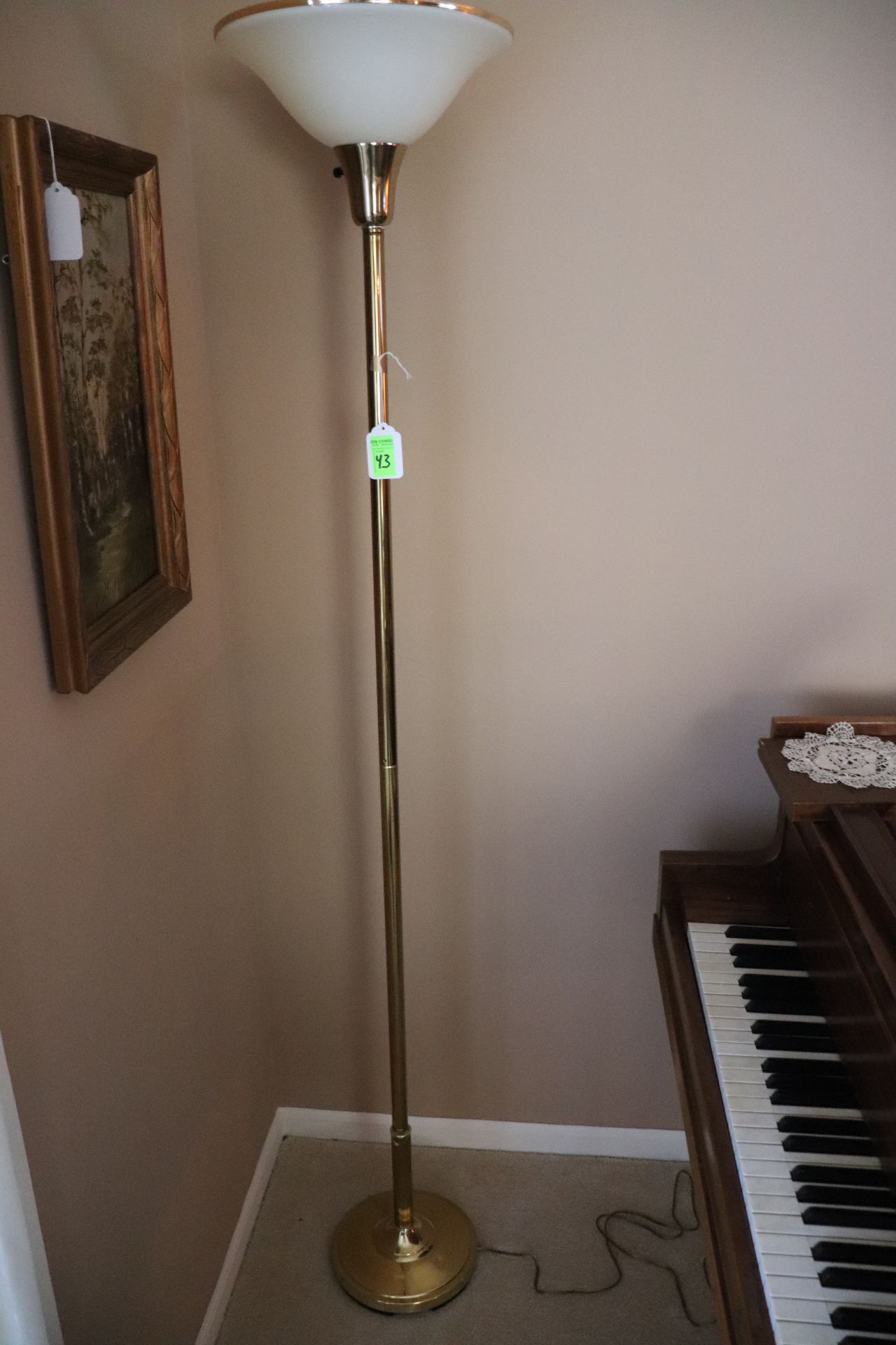 Brass torchere floor lamp, approximate height 72"