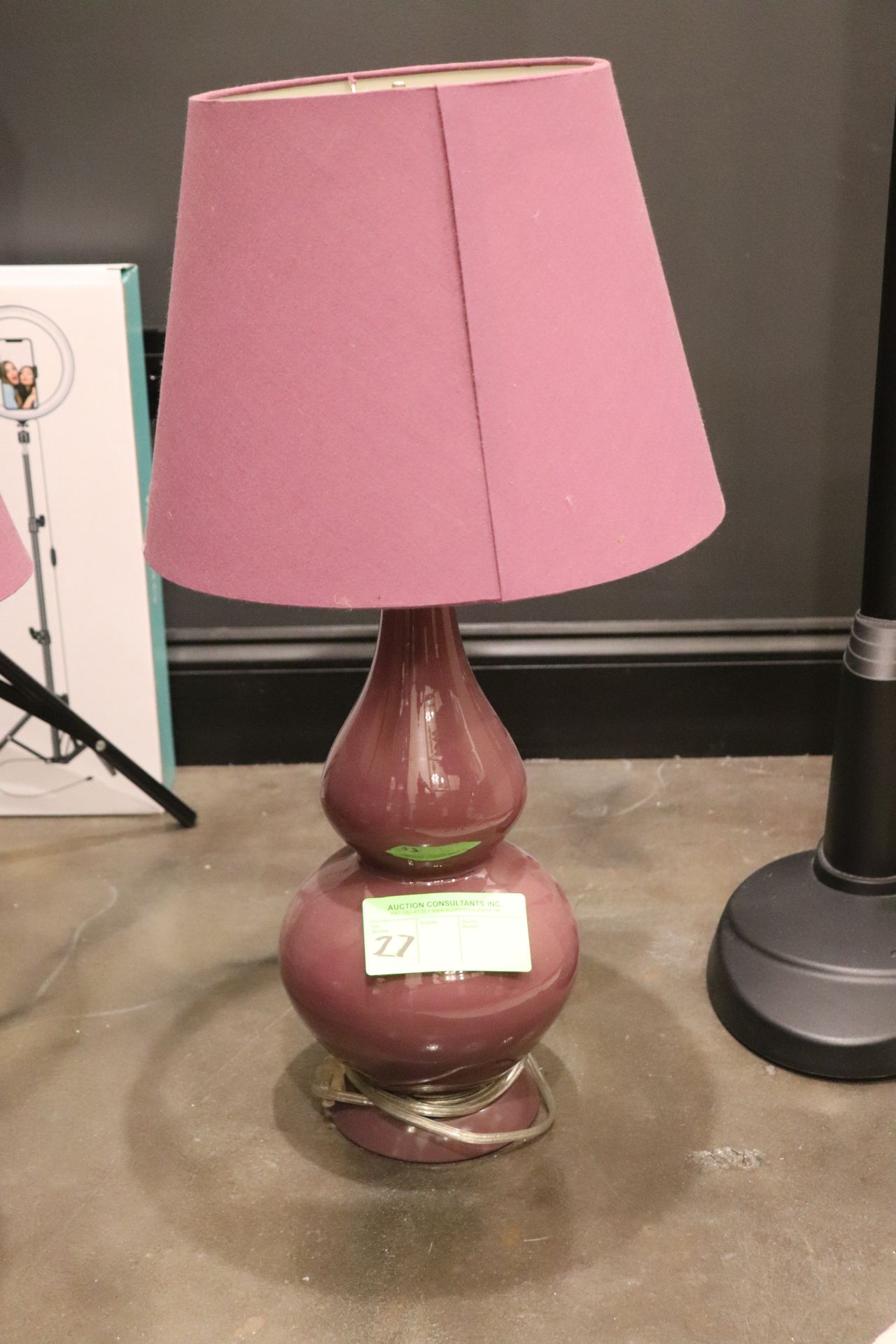 Pair of purple table lamps 28" high - Image 2 of 2