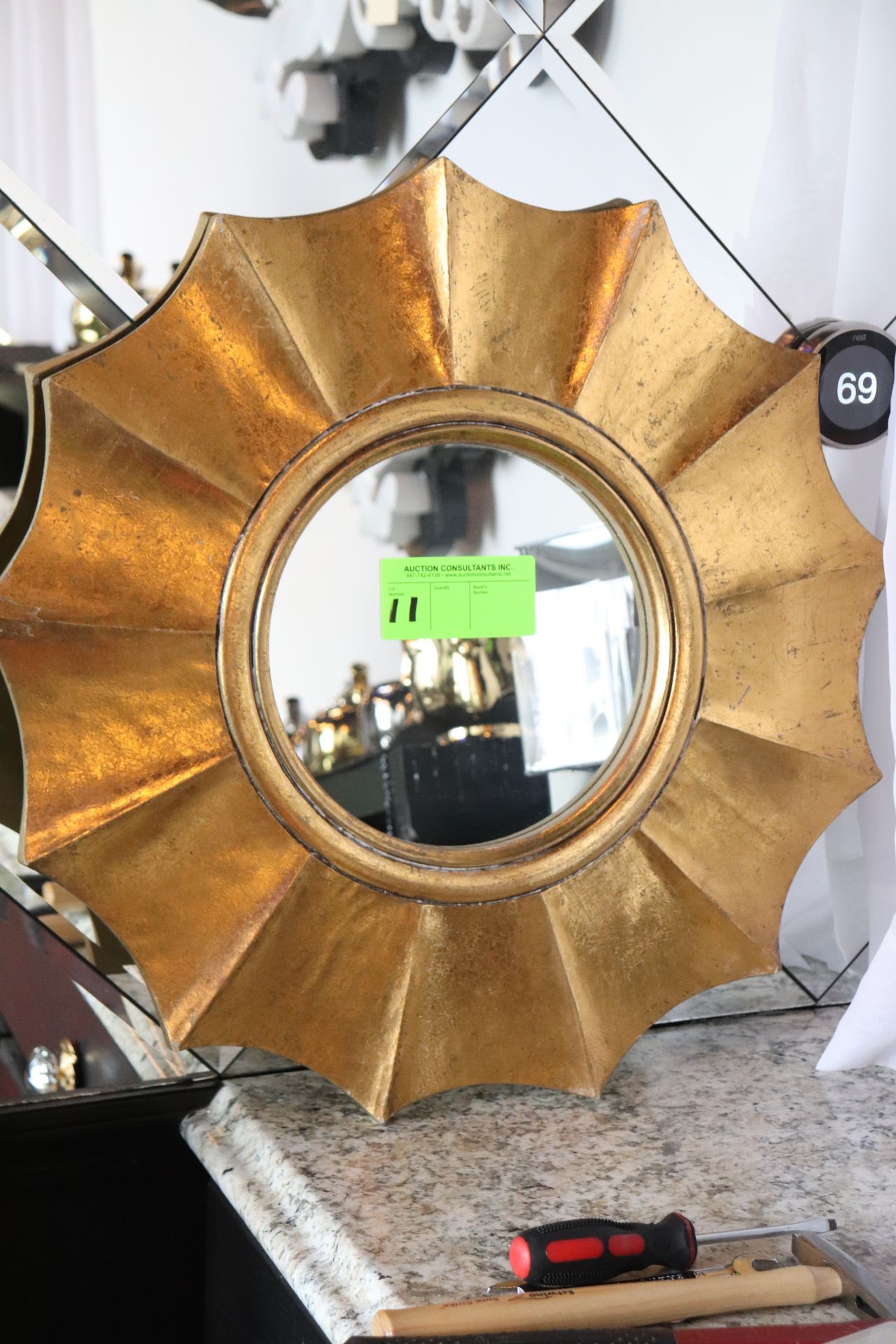 Decorative gilded mirror 23" height