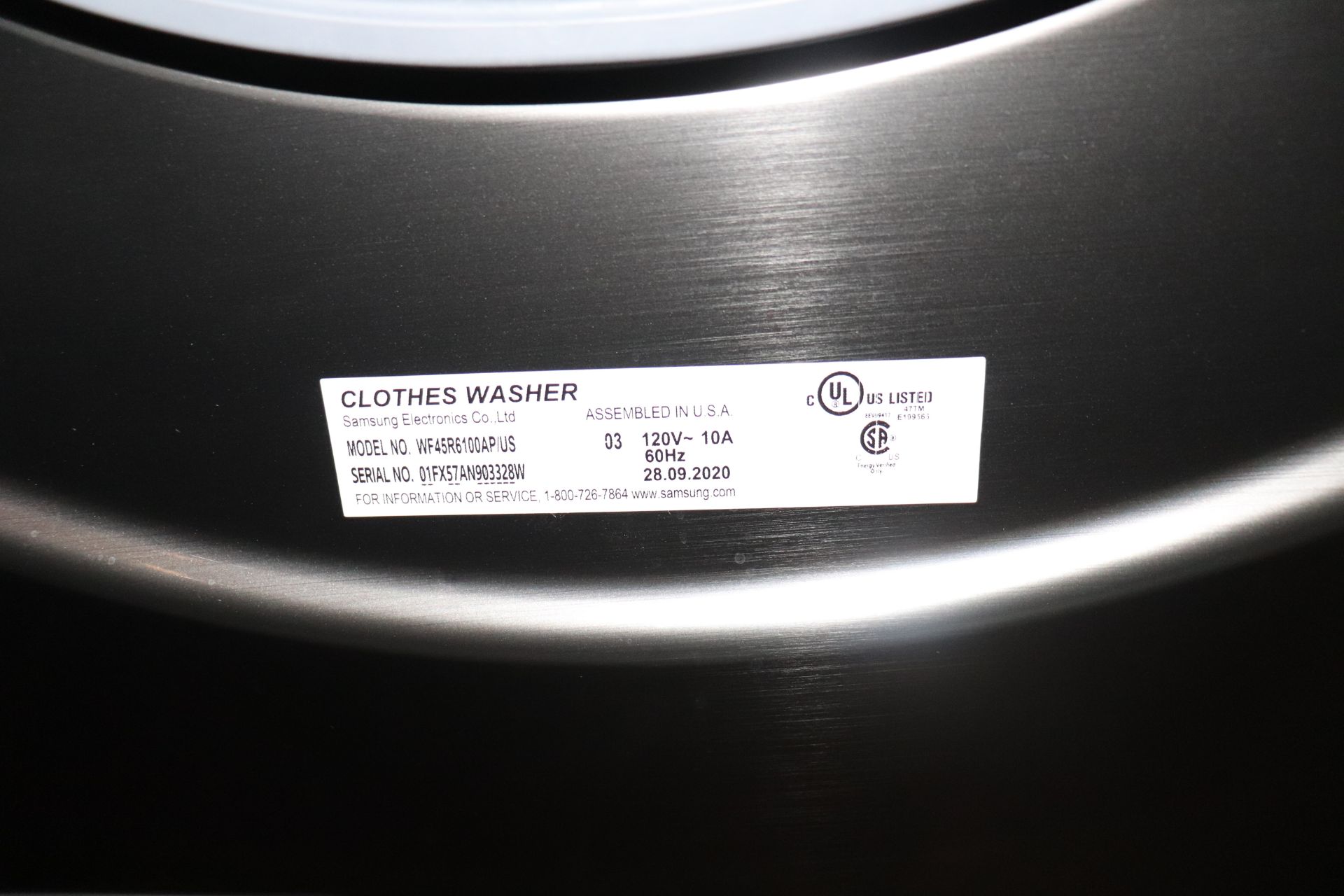 Samsung washer and drying combo. Dryer model: DVE45R6100P/A3 Serial: 0AY85BBN906726V. Washer model: - Image 6 of 6